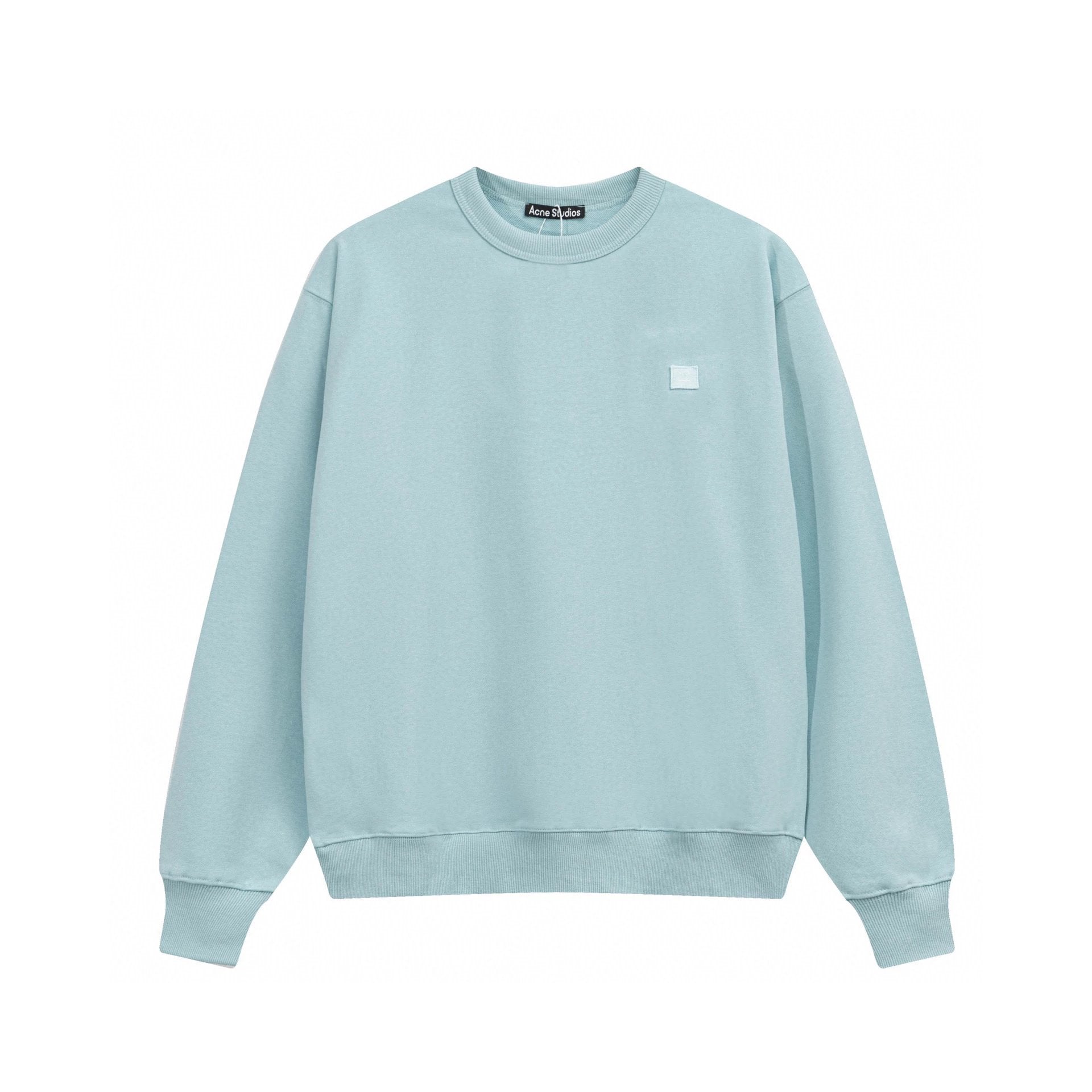 Acne Studios Hoodie Top Version Classic Small Square Smiley Face Sweater for Women Autumn and Winter New Casual Loose Pure Cotton Couple Fashion Brand Top Men