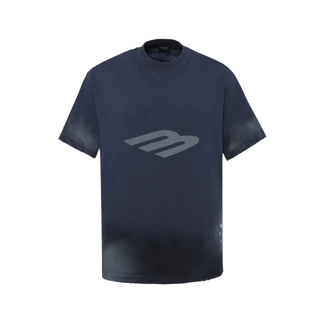 Balenciaga T-shirt Neymar's Same Style3M Handmade Paint Stained Style Round Neck Short Sleeve25ss New pure cotton T Unisex T-Shirt OS Loose Fit Base Shirt Top Half Sleeve T-Shirt