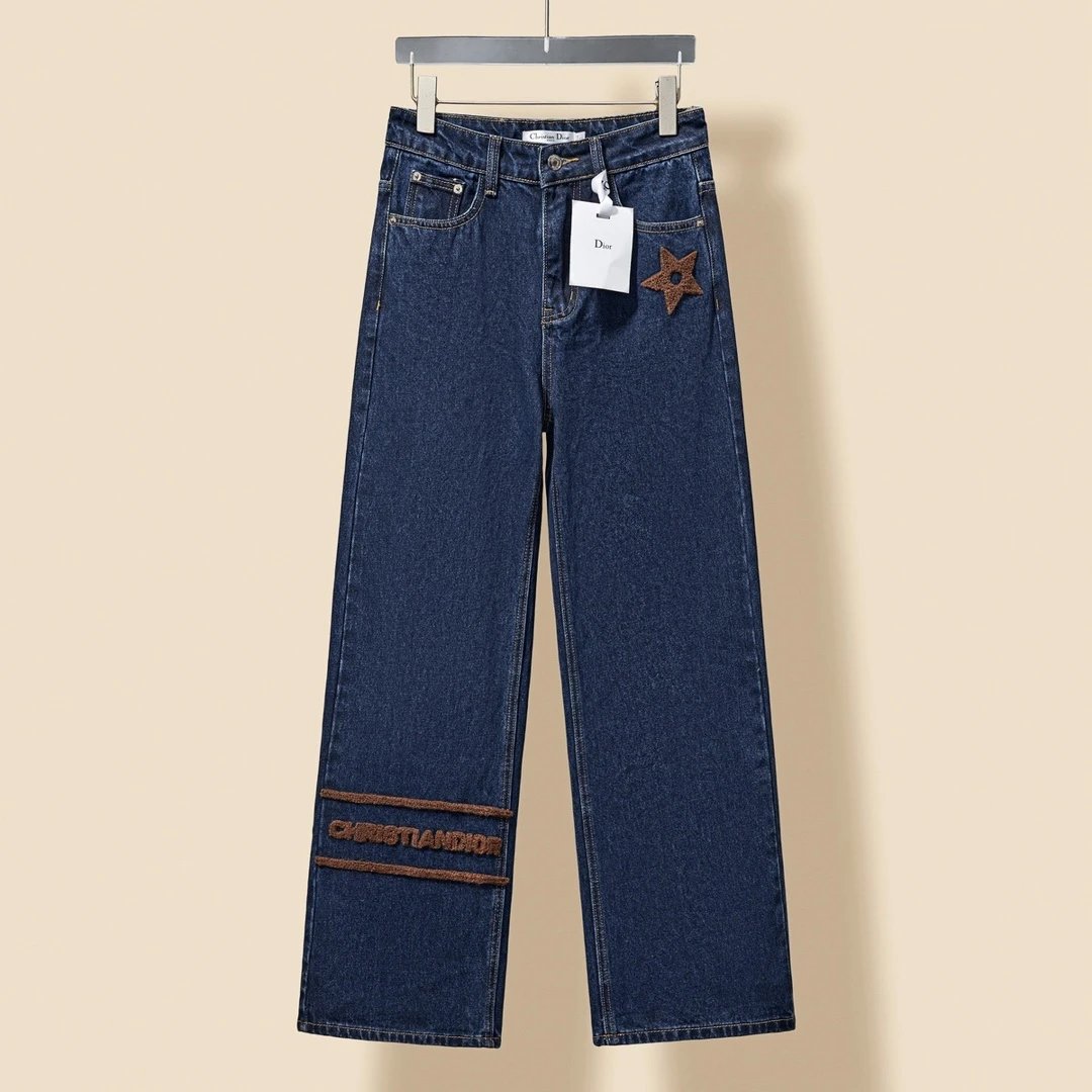 Dior Jeans Classic Five-Pointed Star Jeans for Women Long Pants