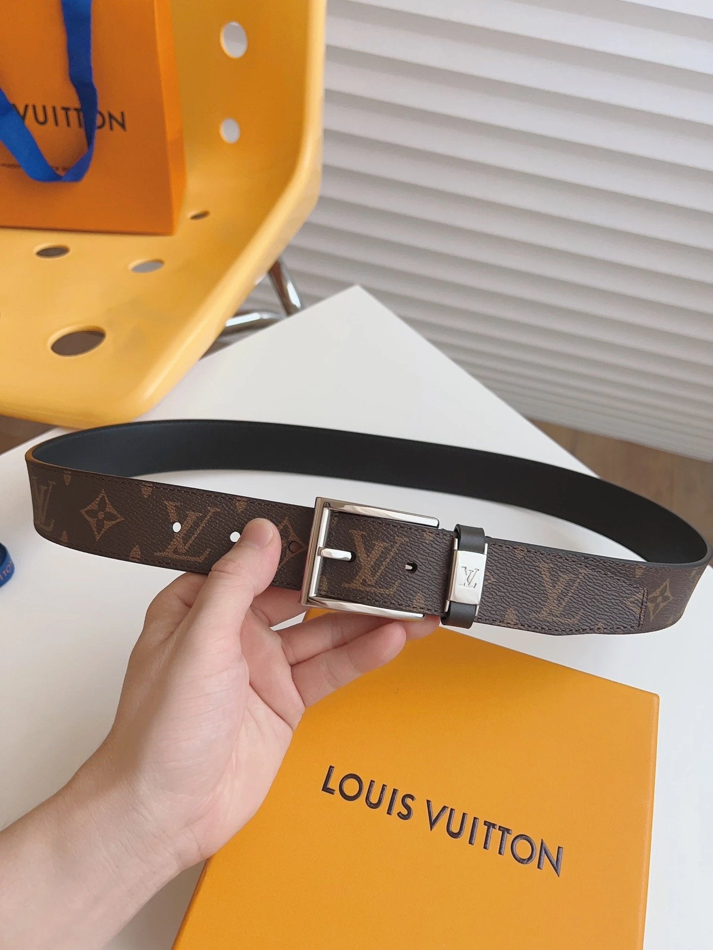 Louis Vuitton LV Belt Top version 【Counter Quality】The Most New Belt3.5cm Men's Belt Pin Buckle Men's Leather Belt with Classic Presbyopic Checkerboard Plaid Belt with Genuine Goods Packaging No Problem in and out of the Counter Versatile Casual Fashion F