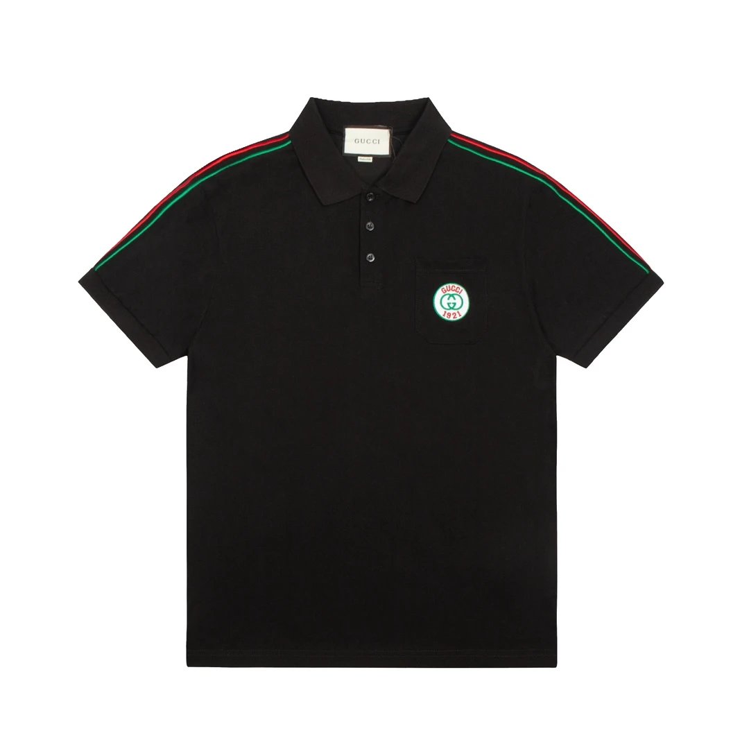 Gucci T-shirt 1921Series Chest logo Embroidery POLO Short Sleeve Shirt with Turn-down Collar for Men and Women, Summer Half Sleeve OS Loose T Business Casual Half Sleeve Shirt Plus Size T-Shirt