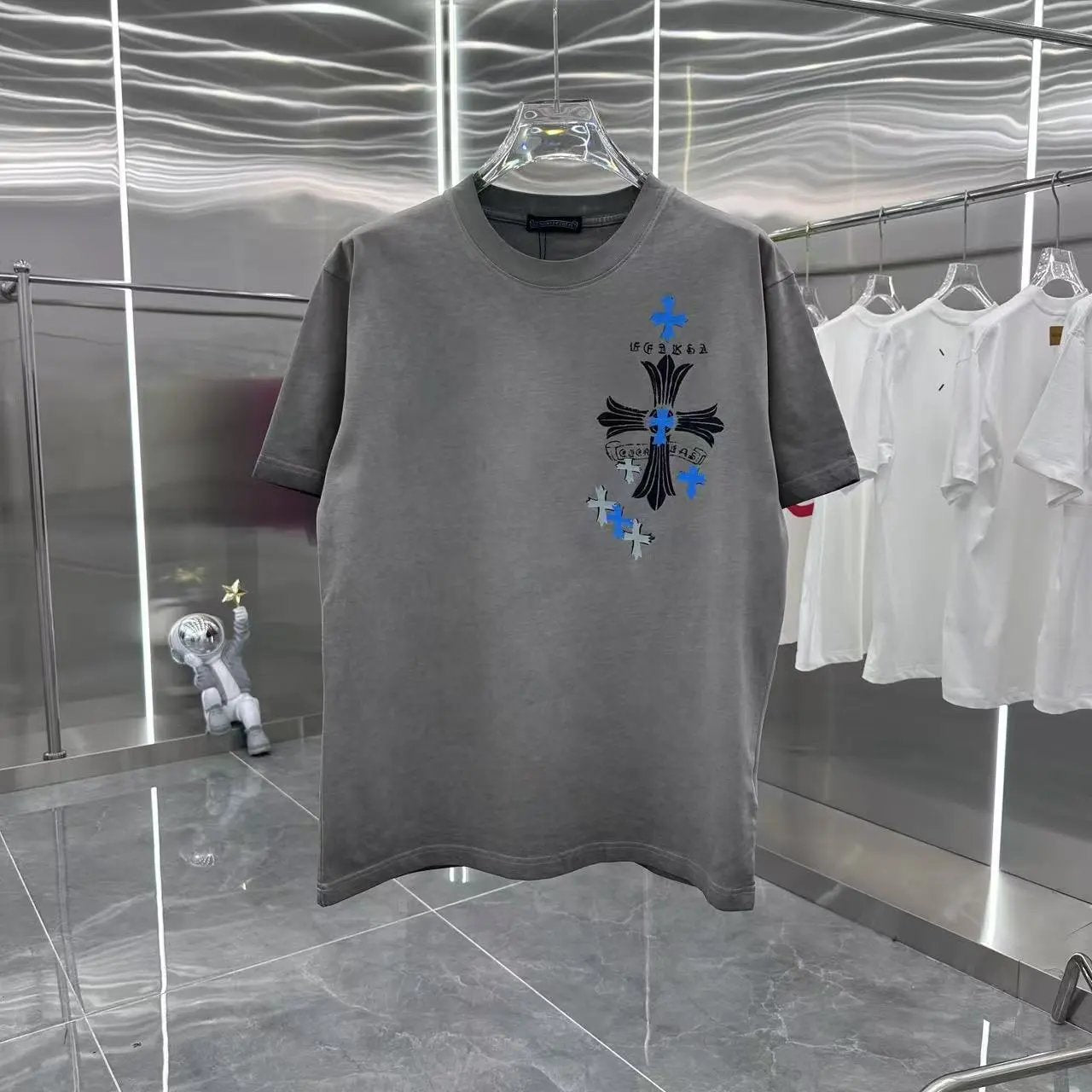 Chrome Hearts T-shirt Chest Print logo round Neck Short Sleeve25ss New Pure Cotton Unisex Style T T-shirt OS Loose Fit Base Shirt Half Sleeve T-Shirt Top Half Sleeve