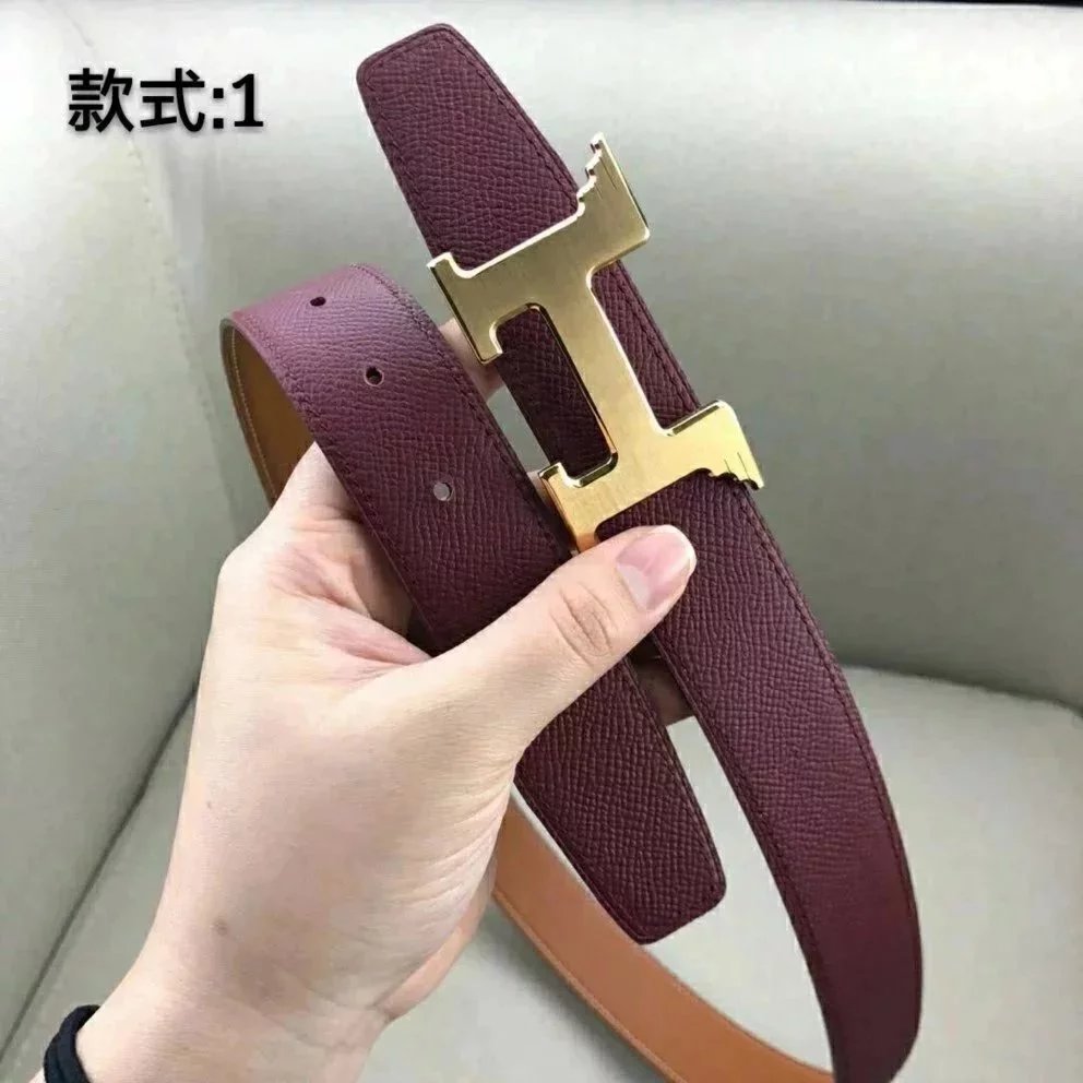 Hermes Belt Top version Men's and Women's Leather Belt Double-Sided Belt Italy Imported Cowhide Leather Original Leather Pure Steel Buckle Palm Grain h Home Double h Buckle Jeans Button