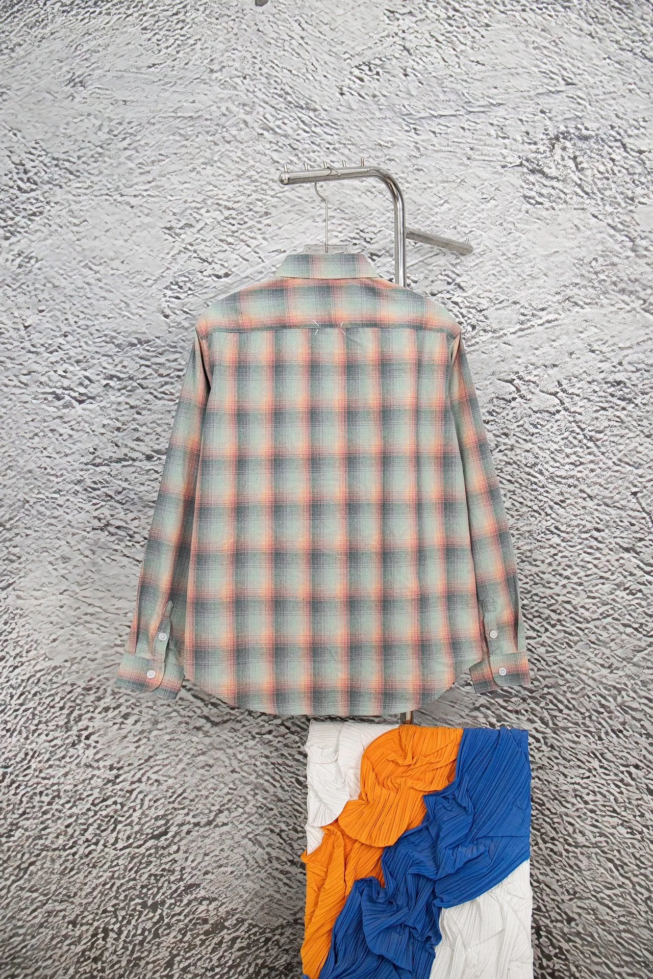 Maison Margiela Shirt 2023FW New Rainbow Plaid Couple Casual Shirt Unisex Wearable Inside and Outside