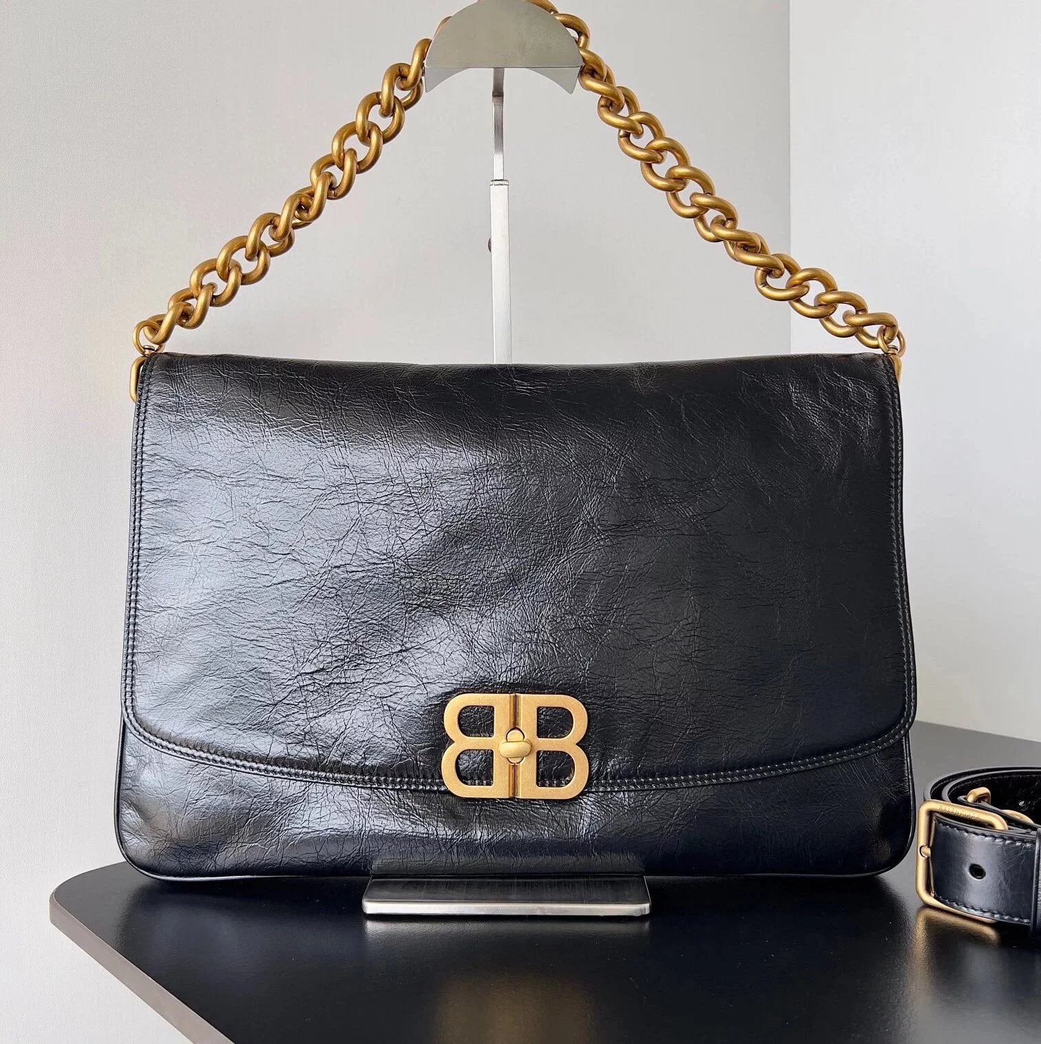 Balenciaga Bag Top version 【Counter Original】23fall的BBsoft Original Imported Calfskin Chain Bag Shoulder Underarm Messenger Bag Fashion Leisure Commute Women's Bag