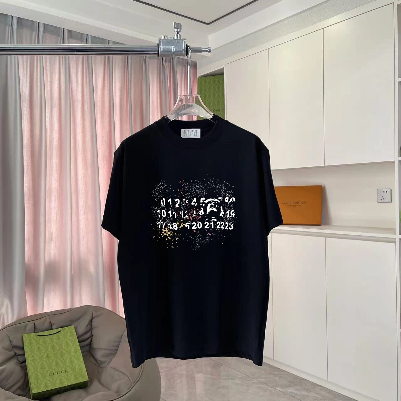 Maison Margiela T-shirt Front Chest Patch Number Print logo round Neck Short Sleeve25ss New pure cotton T Unisex T-Shirt OS Drop Shoulder Loose Fit Base Shirt Top T-Shirt Short Sleeve