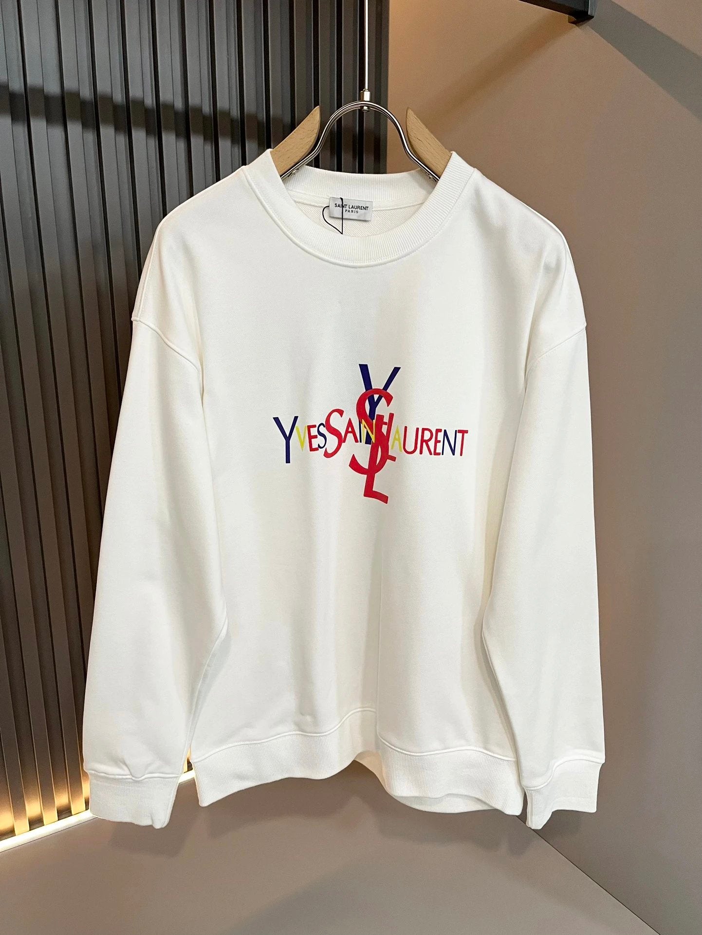 YSL Hoodie Classic Letters Logo Round Neck Sweatshirt Casual Loose Fit Versatile Pullover Sportswear os Versatile Inner Layer Top Unisex24ss Autumn and Winter New Products