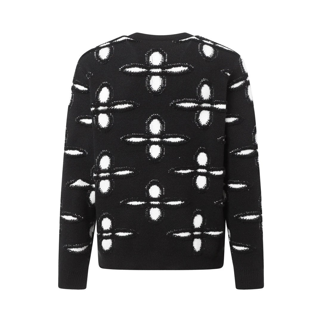 Louis Vuitton LV Sweater Fully covered logo Jacquard Crew Neck Sweater Long Sleeve Pullover Thickened Lazy Style OS Loose Fit Unisex Knit Top Jacket Versatile Casual Wearable Inside and Outside
