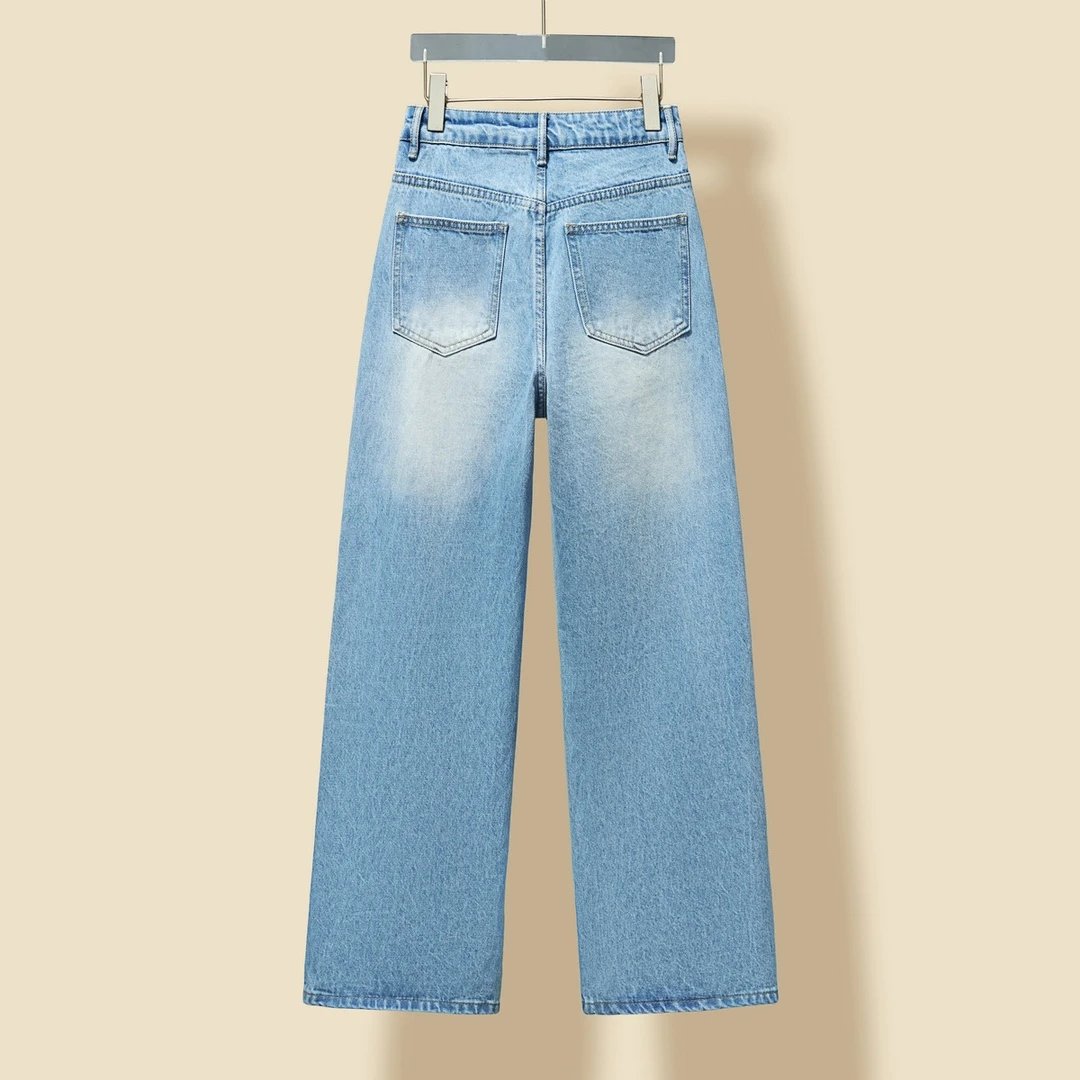 Maison Margiela Jeans Asymmetric Split Line Denim Long Pants Women Straight Leg Versatile Casual