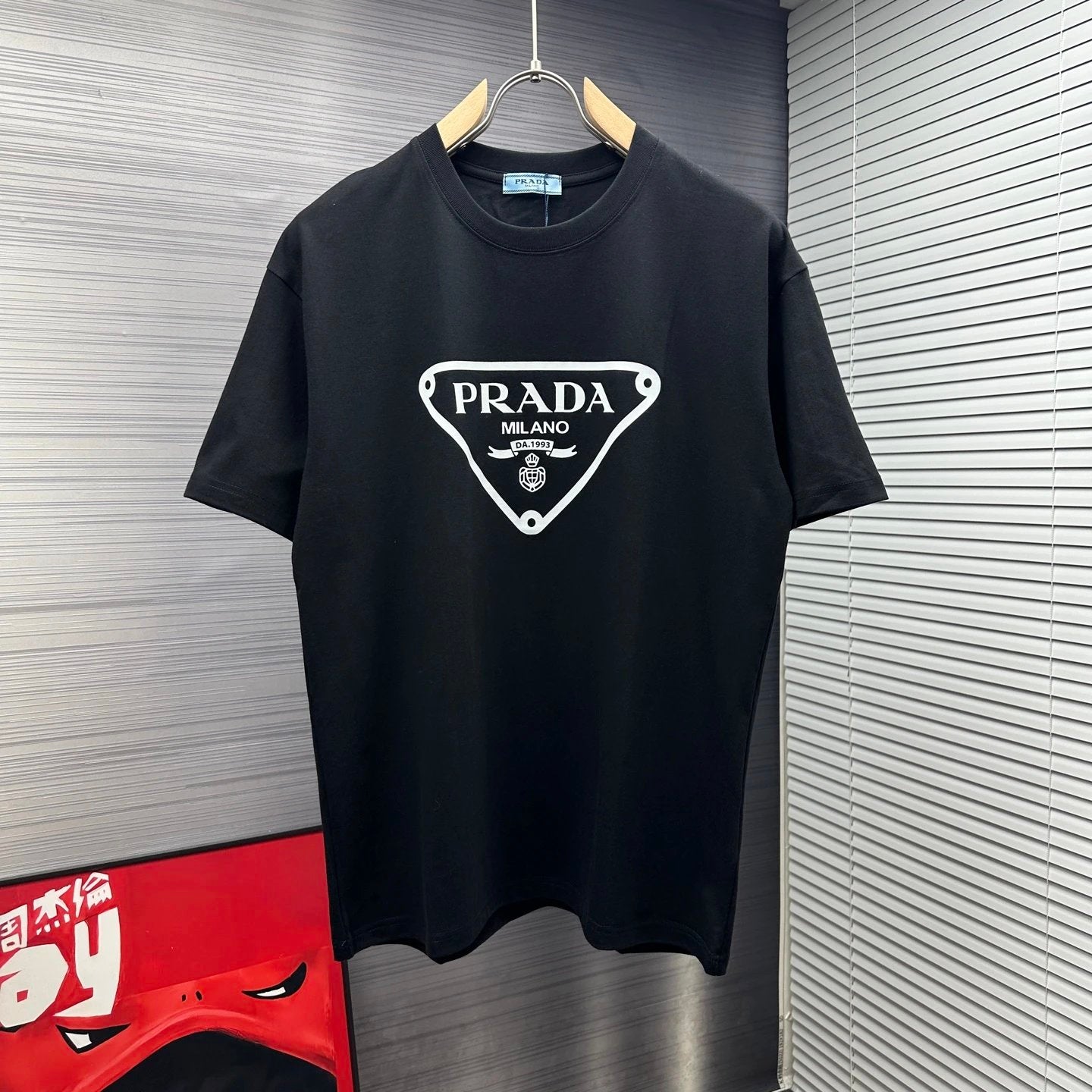 PRADA T-shirt Classic Chest Print log round Neck Short Sleeve25ss New Pure Cotton Unisex Style T Casual T-Shirt Base Layer Shirt OS Loose Fit Half Sleeve Top Plus Size