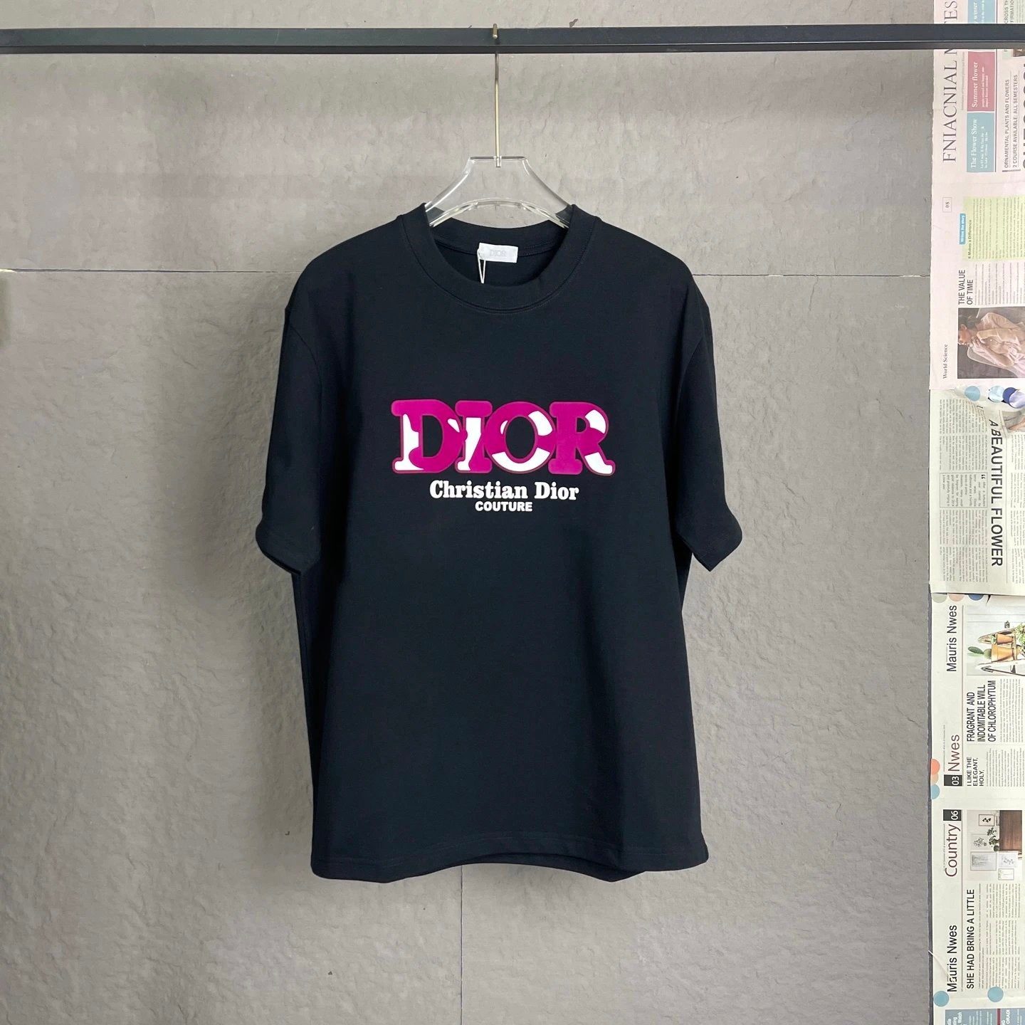 Dior T-shirt Front Color-Block Letter Print logo round Neck Short Sleeve25ss New pure cotton T Unisex T-Shirt OS Loose Fit Base Shirt Top Half Sleeve T-Shirt