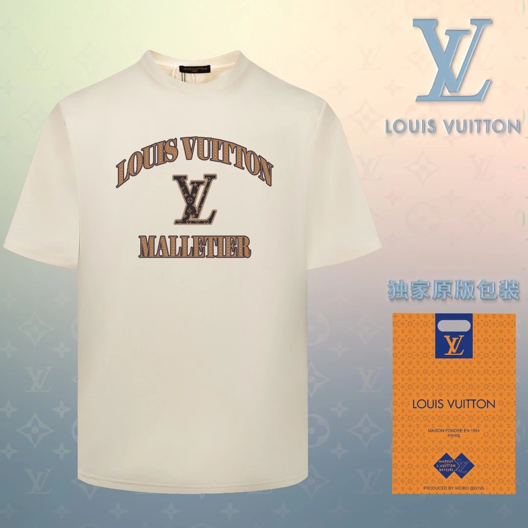 Louis Vuitton LV T-shirt 3D Chest LOGO Printed round Neck Short Sleeve25ss New Pure Cotton Unisex Style T T-shirt OS Loose Fit Base Shirt Short Sleeve Top T-Shirt