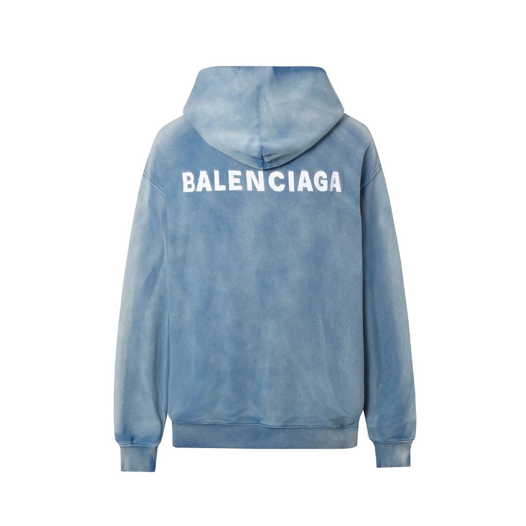 Balenciaga Hoodie Heavy Craft Tie-Dye Washed Distressed Hoodie Sweatshirt Jacket Unisex Sports Casual OS Loose fit versatile style