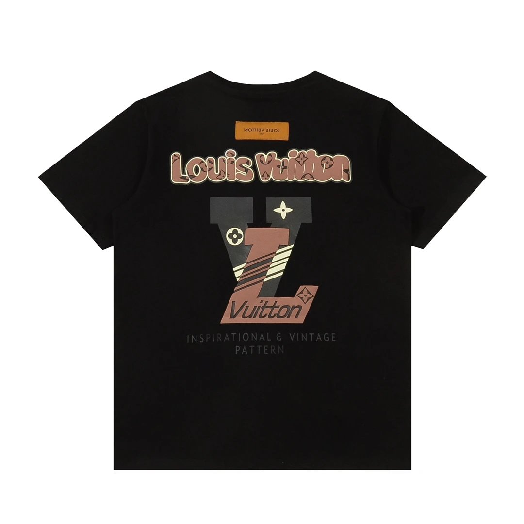 Louis Vuitton LV T-shirt Back Flocking Foam Letter Print logo round Neck Short Sleeve25ss New Pure Cotton Unisex Style T T-shirt OS Loose Fit Base Shirt Top Half Sleeve T-Shirt