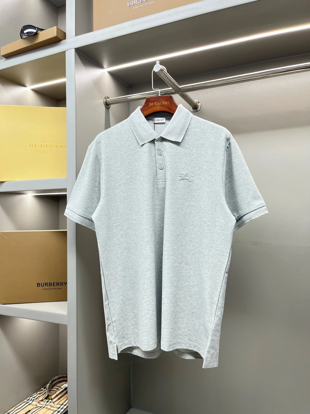 Burberry T-shirt Micro-label Embroidered Piqué Cotton POLO Shirt Lapel Short Sleeve25ss New Unisex Short Sleeve OS Loose T Business Half Sleeve Shirt Plus Size T-Shirt