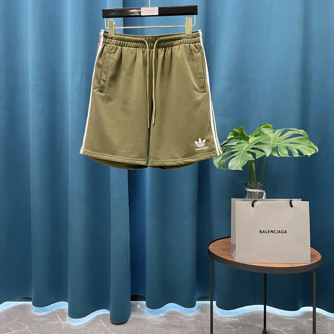 Balenciaga Shorts Classic Clover Embroidery logo Five-point Shorts25ss New Drawstring Casual Summer Pants American Style5Two-in-One Casual Sweatpants for Men and Women, Pure Cotton Joggers