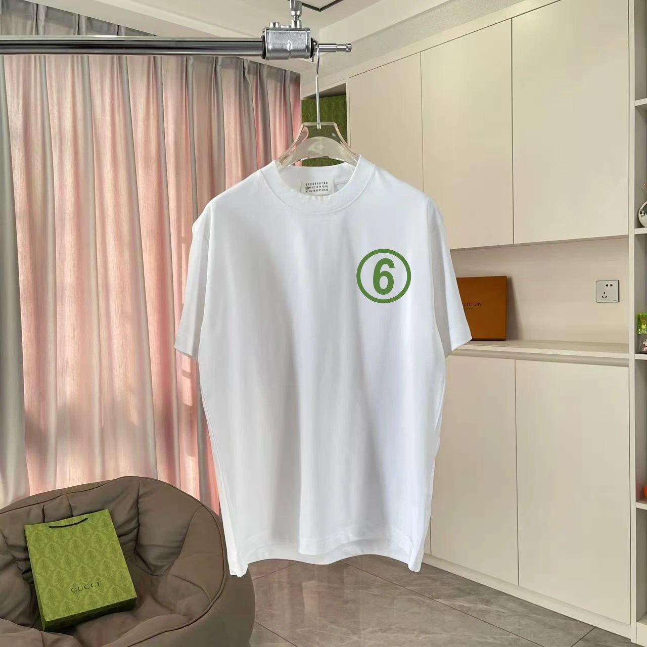 Maison Margiela T-shirt Green number on chest6Printing logo round Neck Short Sleeve25ss New Pure Cotton Unisex Style T T-shirt OS Loose Fit Base Shirt Top Half Sleeve T-Shirt