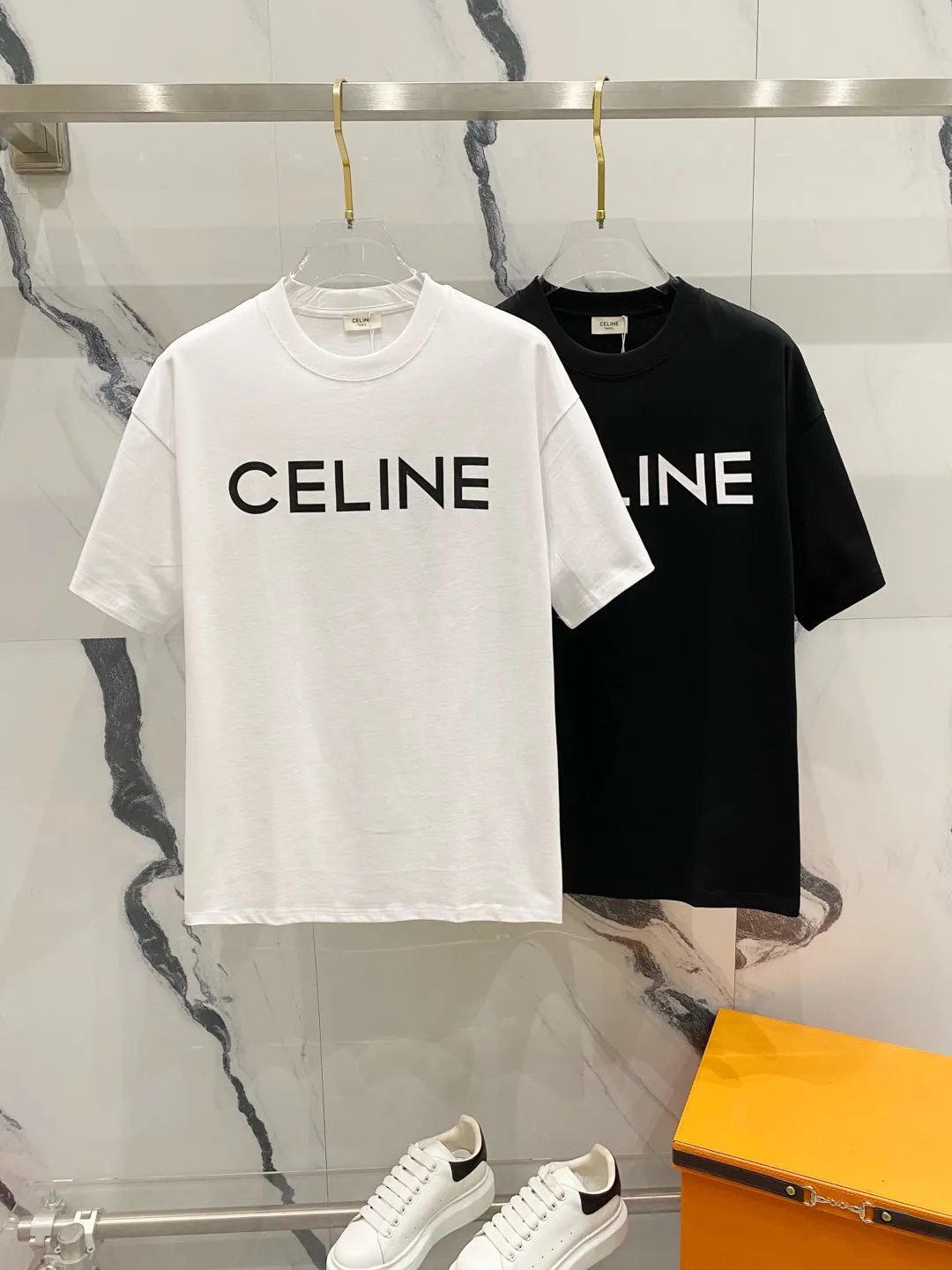 Celine T-shirt Chest Letter Print logo round Neck Short Sleeve25ss New Pure Cotton Unisex Style T Casual T-Shirt Base Layer Shirt OS Loose Fit Half Sleeve Top Plus Size