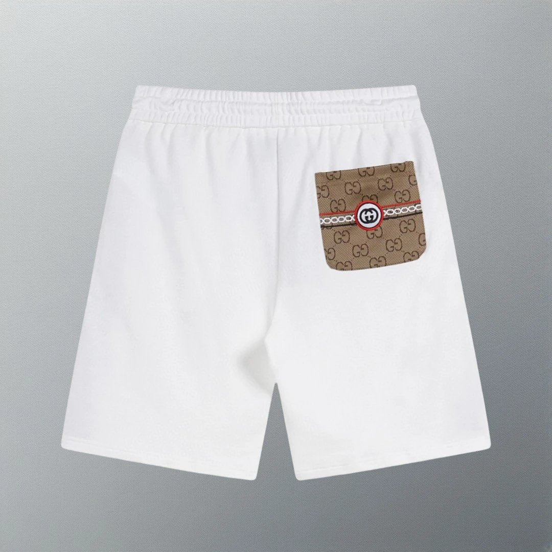 Gucci Shorts Back Pocket Jacquard Matching Double G Embroidered Ribbon logo Five-point Shorts25ss New Drawstring Casual Summer Pants5Two-in-One Casual Sweatpants for Men and Women, Pure Cotton Joggers