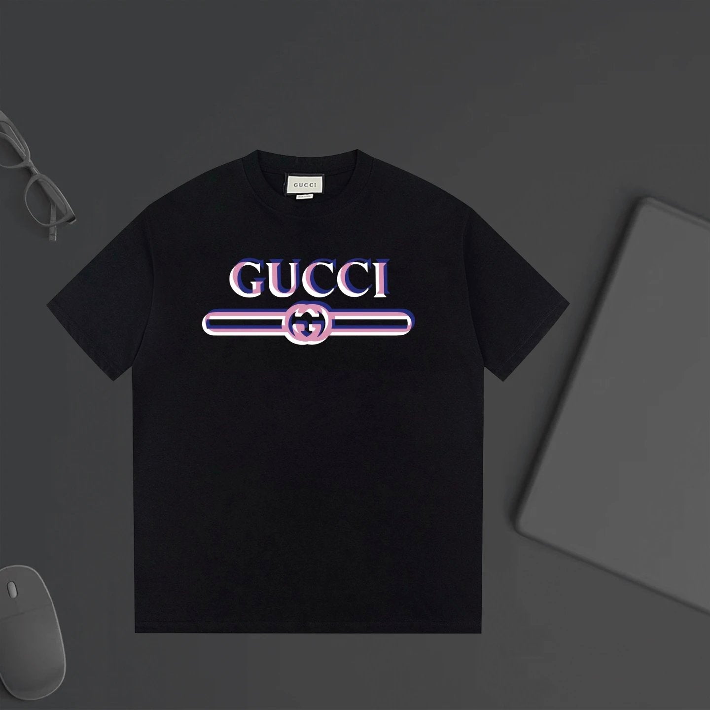 Gucci T-shirt Chest Letter Print logo round Neck Short Sleeve25ss New Pure Cotton Unisex Style T Casual T-Shirt Base Layer Shirt OS Loose Fit Half Sleeve Top Plus Size