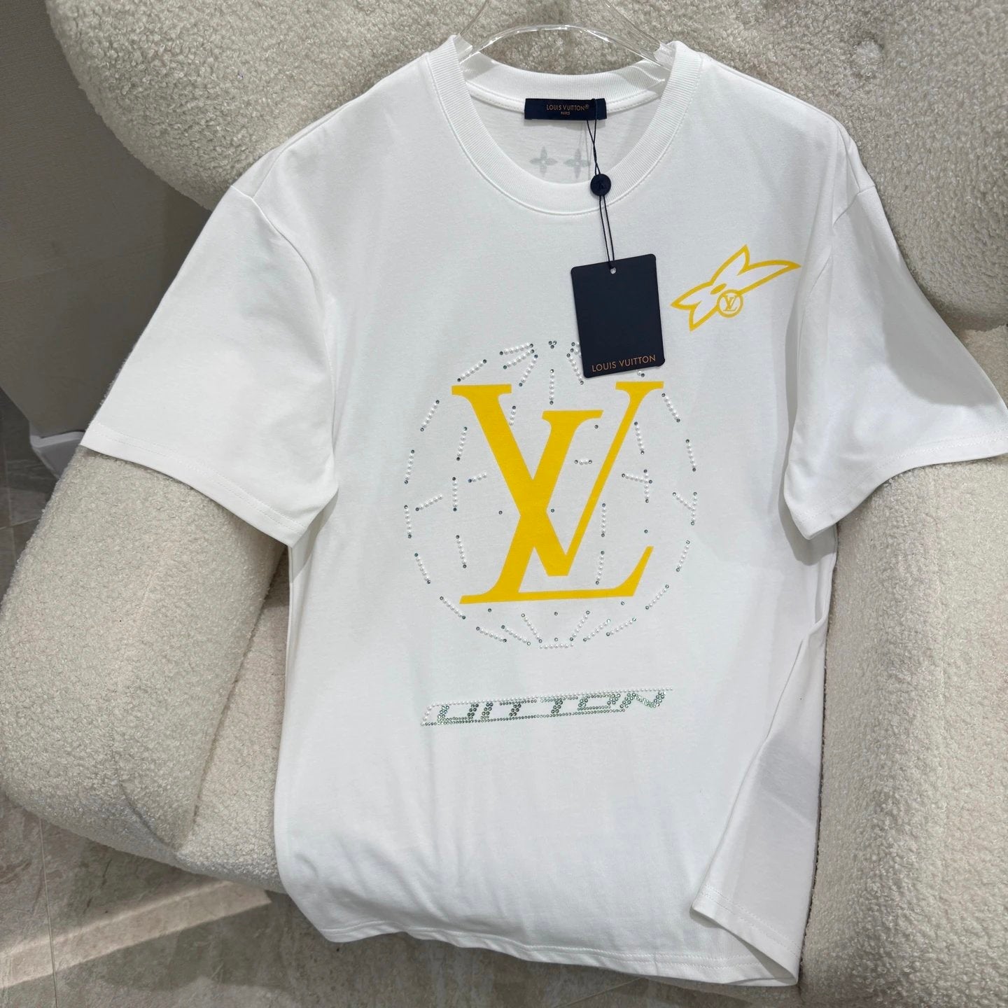 Louis Vuitton LV T-shirt Diamond Route on the Chest logo round Neck Short Sleeve25ss New Pure Cotton Unisex Style T Casual T-Shirt Base Layer Shirt OS Loose Fit Half Sleeve Top Plus Size