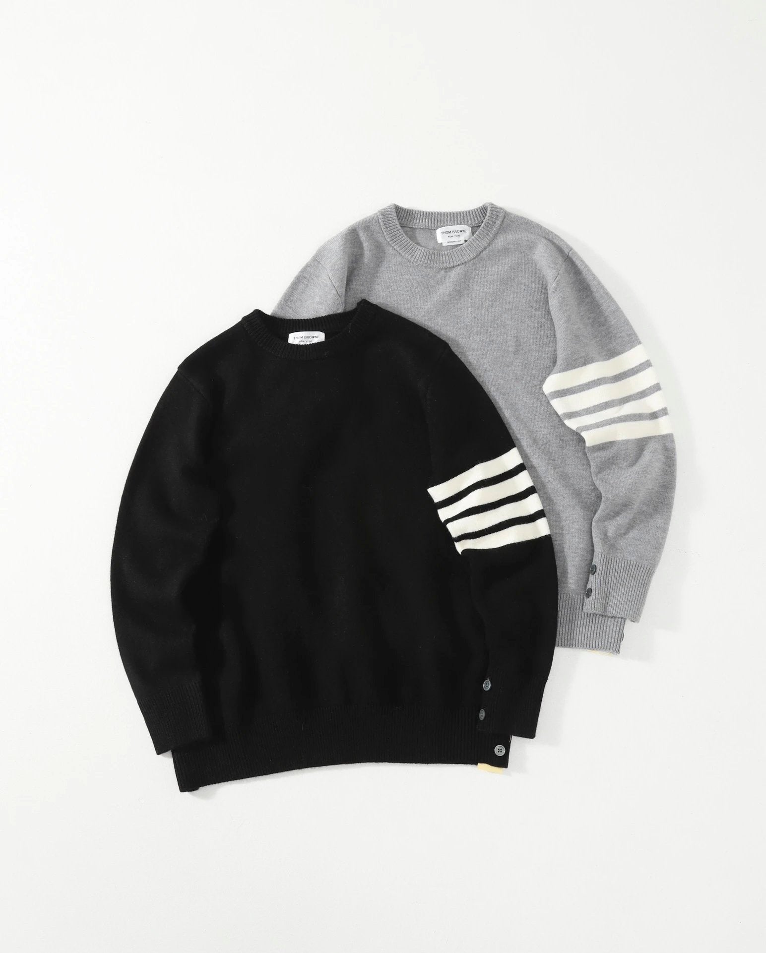 Thom Browne Sweater Sweater Autumn Winter New Round Neck Four-Bar Pullover Casual Thick Chunky Knit Long Sleeve Thickened Lazy Style OS Loose Fit Unisex Top Jacket Versatile Casual Wearable Inside and Outside