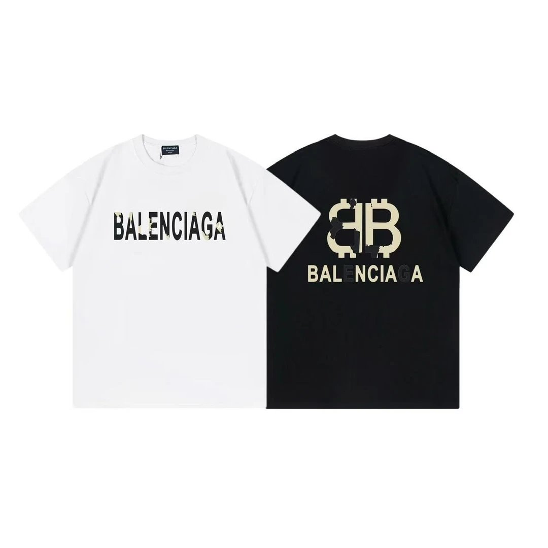 Balenciaga T-shirt 25ss New Pure Cotton Unisex Style T T-shirt OS Loose Fit Base Shirt Top Half Sleeve T-Shirt