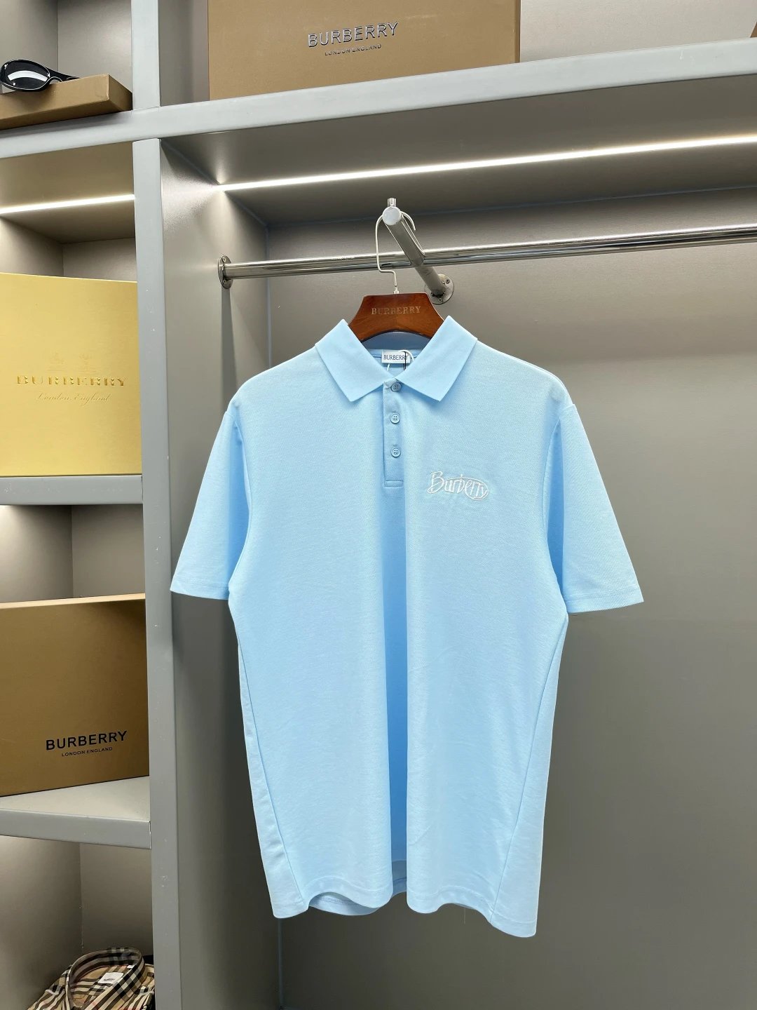 Burberry T-shirt Micro Logo Letter Embroidery Pique Cotton POLO Shirt Lapel Short Sleeve25ss New Unisex Summer Short Sleeve OS Loose T Business Half Sleeve Shirt Plus Size T-Shirt
