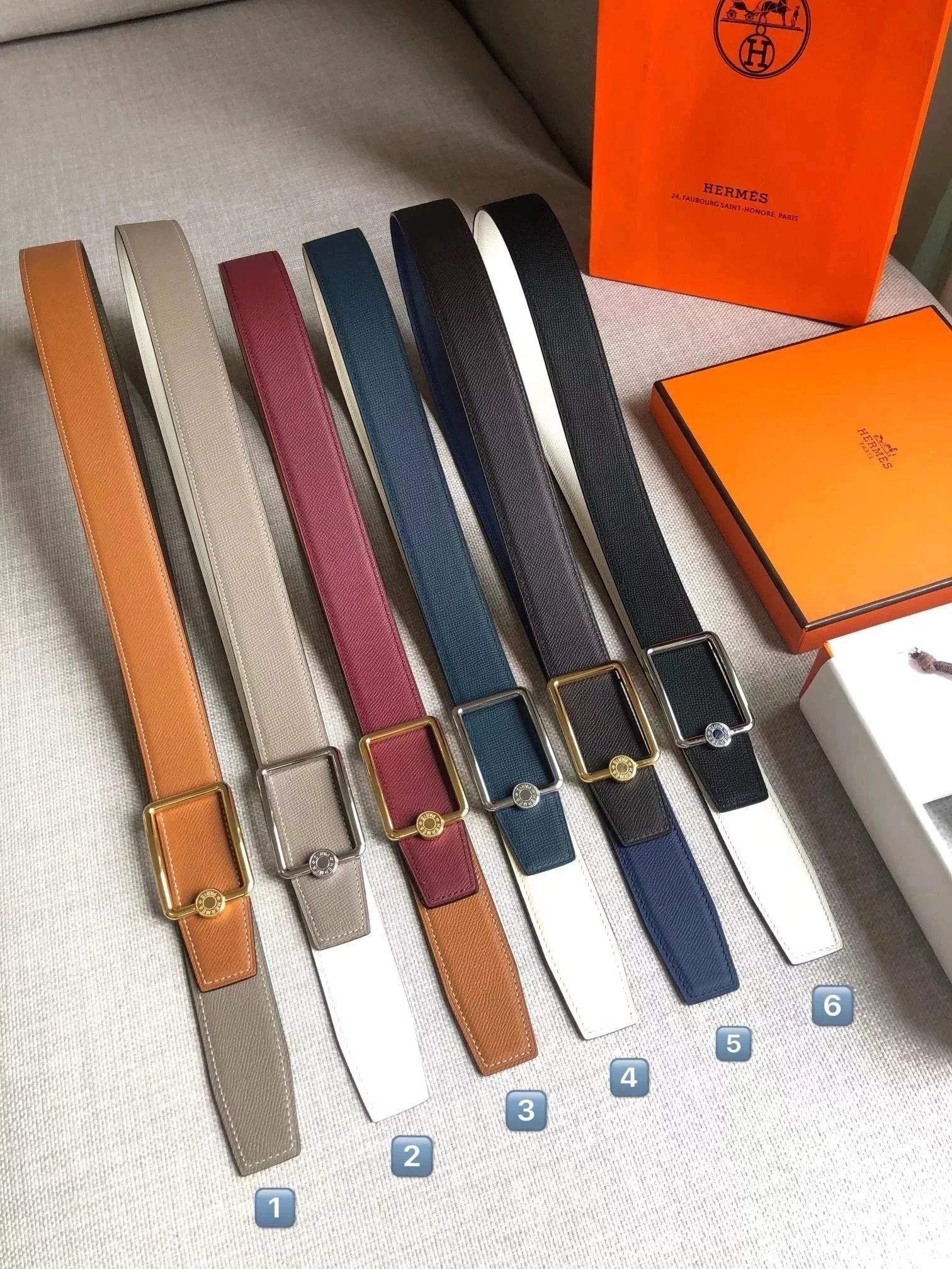Hermes Belt Top version Men H Buckle Leather Calfskin Business Casual Double-Sided Available Belt
