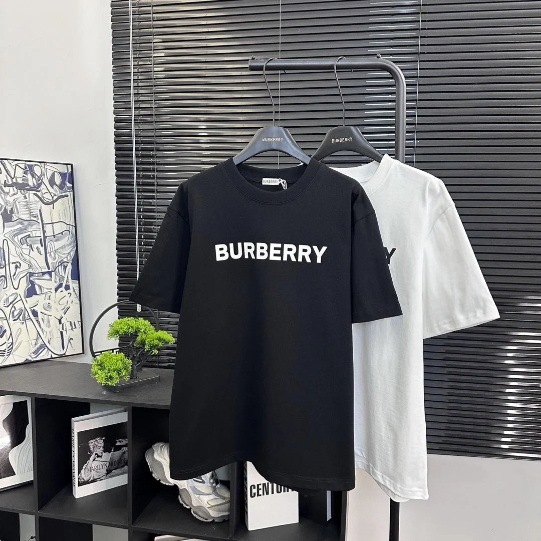 Burberry T-shirt Classic Letter Print on the Chest logo round Neck Short Sleeve25ss New Pure Cotton Unisex Style T T-shirt OS Loose Fit Base Shirt Top Half Sleeve T-Shirt