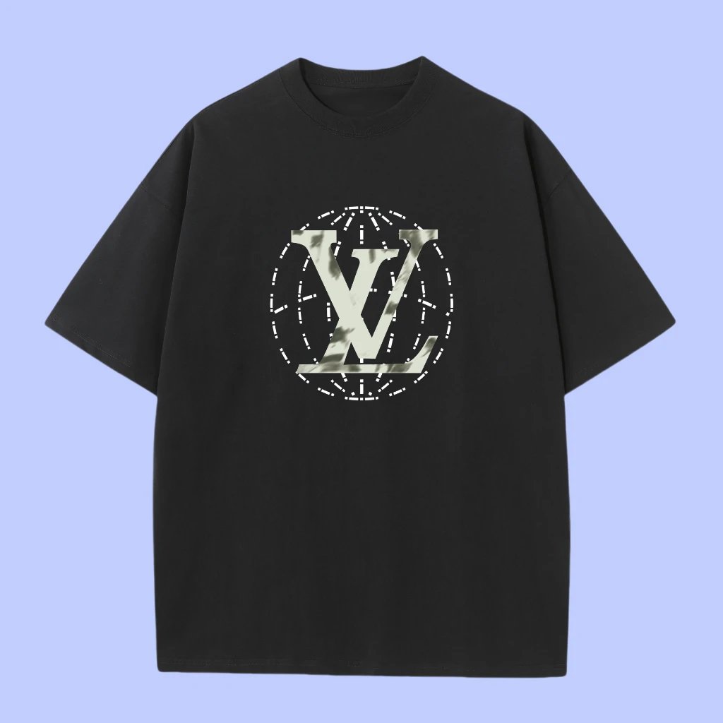 Louis Vuitton LV T-shirt Chest Earth Pattern Print logo round Neck Short Sleeve25ss New pure cotton T Unisex T-Shirt OS Drop Shoulder Loose Fit Base Shirt Top T-Shirt Short Sleeve