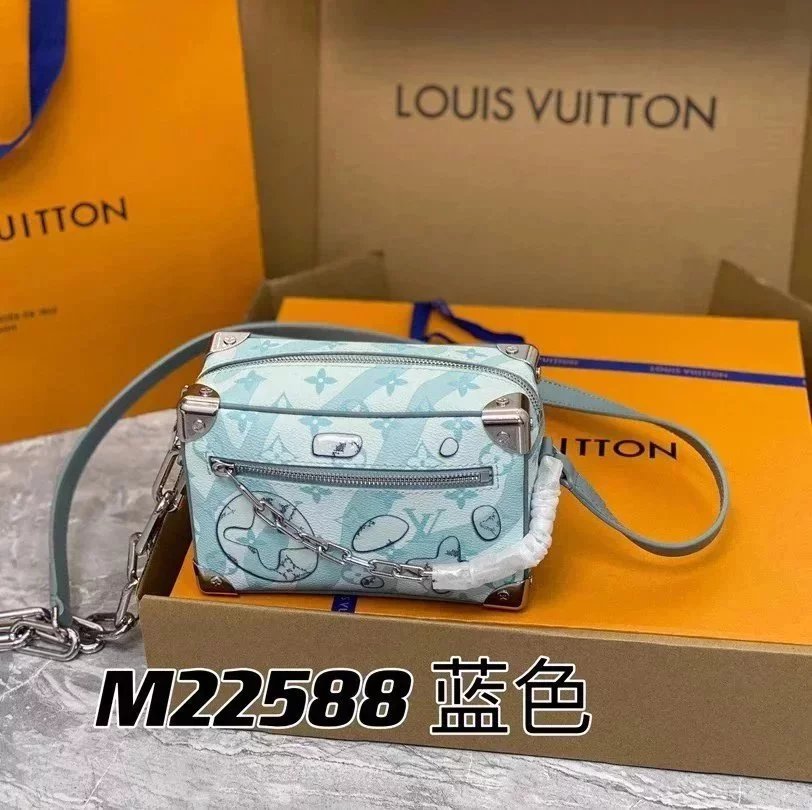 Louis Vuitton LV Men's Bag Top version 【Spot Goods】M22588Summer Limited Water Park Men's Box Bag MiniSoftTrunk Handbag Water Drop Bag Mini Suitcase Travel Bag Crossbody Bag Men's Bag