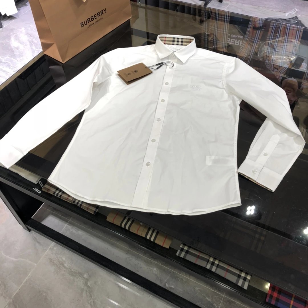 Burberry Shirt Long Sleeve Shirt25ss New Solid Color Vintage Plaid Striped Cotton Patchwork Striped Unisex Jacket Shirt Casual Business Versatile