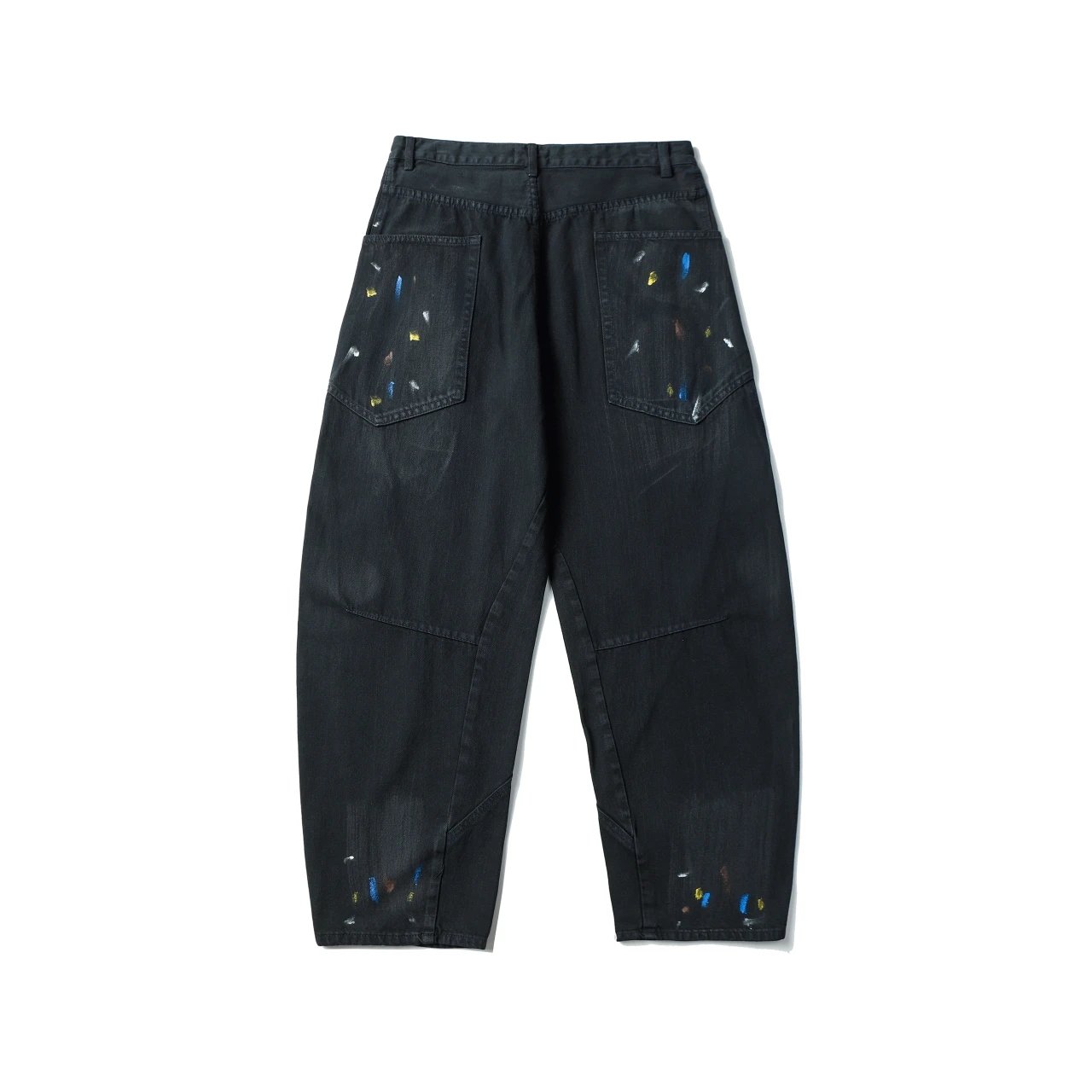 Balenciaga Jeans Hand-Painted Ink Splash Pure Cotton Curved Knife Pants Casual Pants Wide-Leg Pants Loose Jeans Unisex Long Pants24ss Autumn and Winter New Products