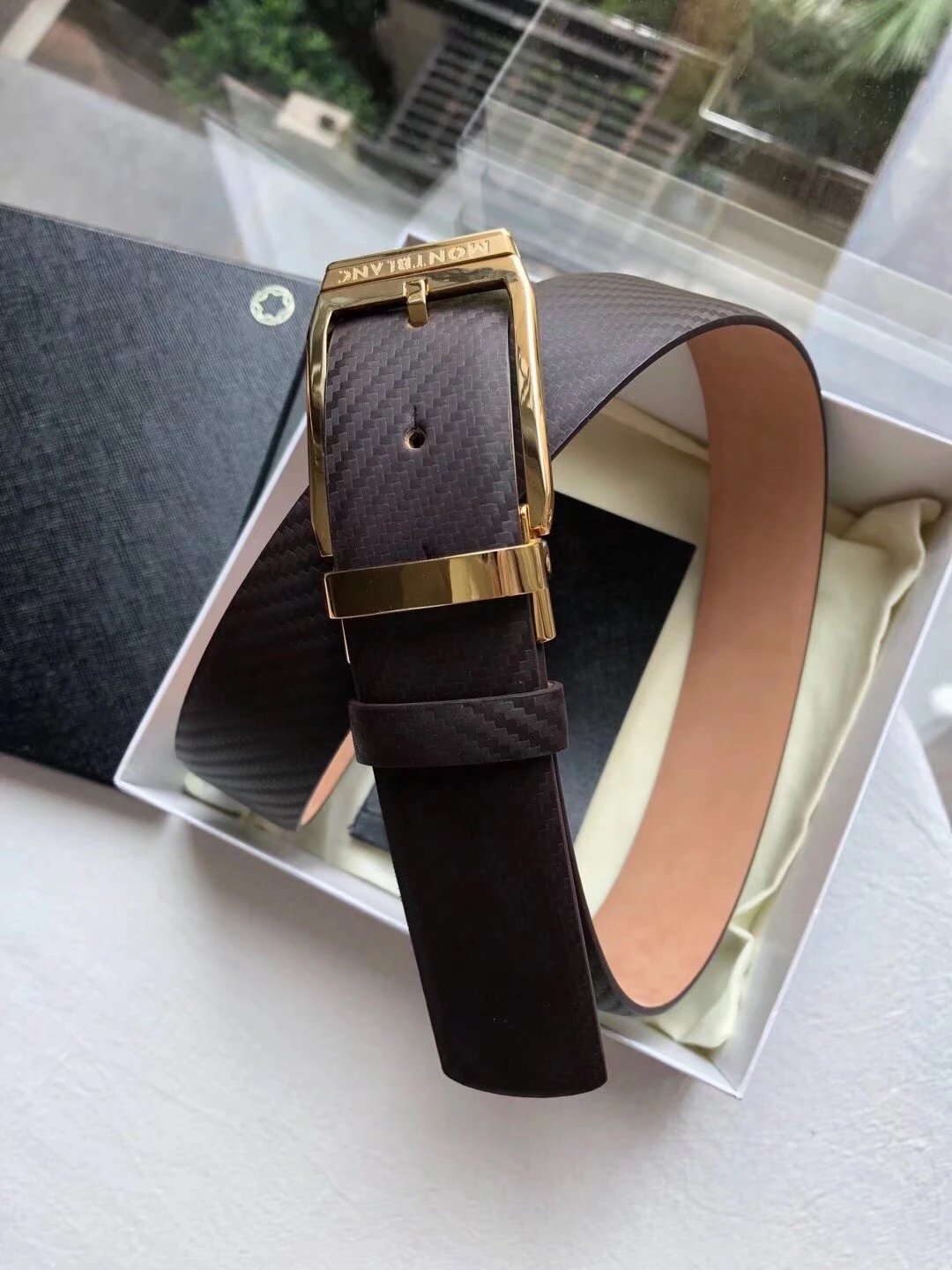 Montblanc Belt Top version 【Original Factory】Men's Leather Belt Width3.5cm Quality Full Set Packaging Original Imported Double-Sided Head Layer Cowhide 100% Original Pure Brass Buckle Dual-Use Fashion Elegant Boys Belt M Home New Custom Latest Hot
