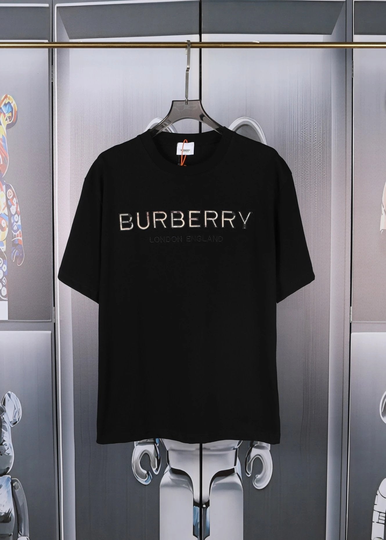 Burberry T-shirt English Embroidered Logo logo round Neck Short Sleeve25ss New Pure Cotton Unisex Style T T-shirt OS Loose Fit Base Shirt Short Sleeve T-Shirt Top