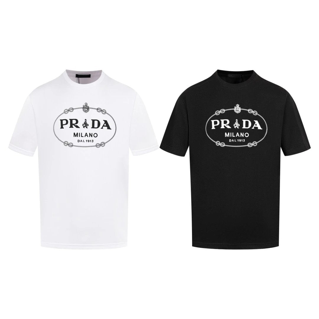 PRADA T-shirt Chest Letter Embossing logo round Neck Short Sleeve25ss New Pure Cotton Unisex Style T T-shirt OS Loose Fit Base Shirt Half Sleeve T-Shirt Top Half Sleeve