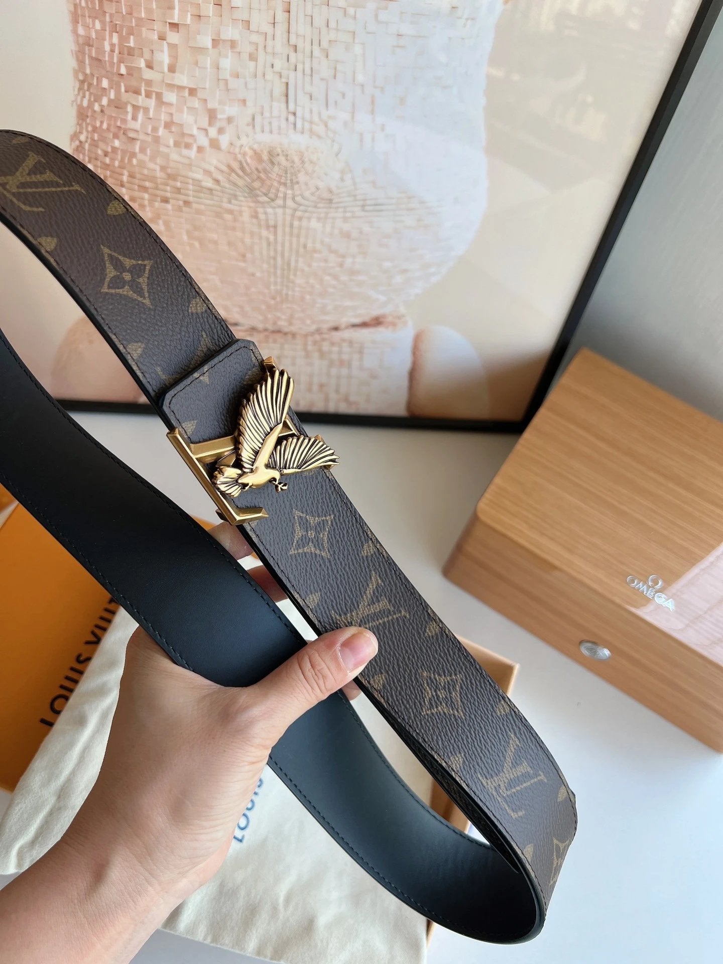 Louis Vuitton LV Belt Top version 【Counter Quality】The Most New Belt4.0cm Men's Belt Men's Leather Belt with Classic Presbyopic Checkerboard Plaid Belt with Genuine Goods Packaging in and out of the Counter No Problem Versatile Casual Fashion Formal Wear