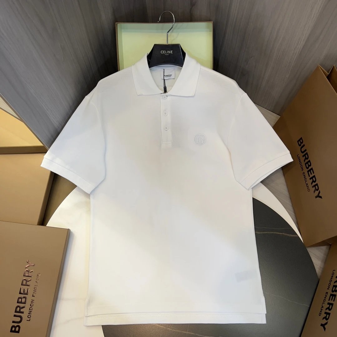 Burberry T-shirt Chest B Letter Embroidery logoPOLO Short Sleeve Turn-down Collar Shirt Unisex Summer Loose Fit T Business Commuter Short Sleeve Shirt Plus Size