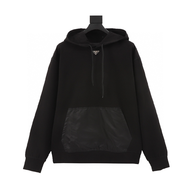 PRADA Hoodie Collar Triangle Nylon Pocket Hooded Sweater for Men and Women