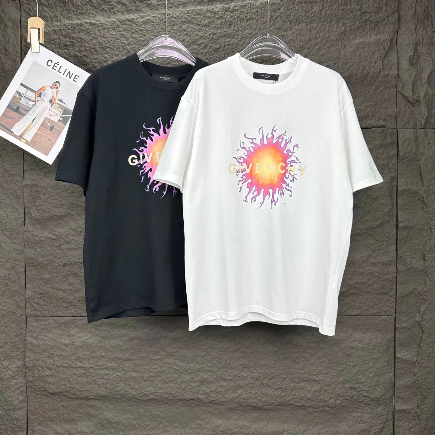 Givenchy T-shirt Sun Letter Printing on Chest logo round Neck Short Sleeve25ss New Pure Cotton Unisex Style T T-shirt OS Loose Fit Base Shirt Half Sleeve T-Shirt Top Half Sleeve