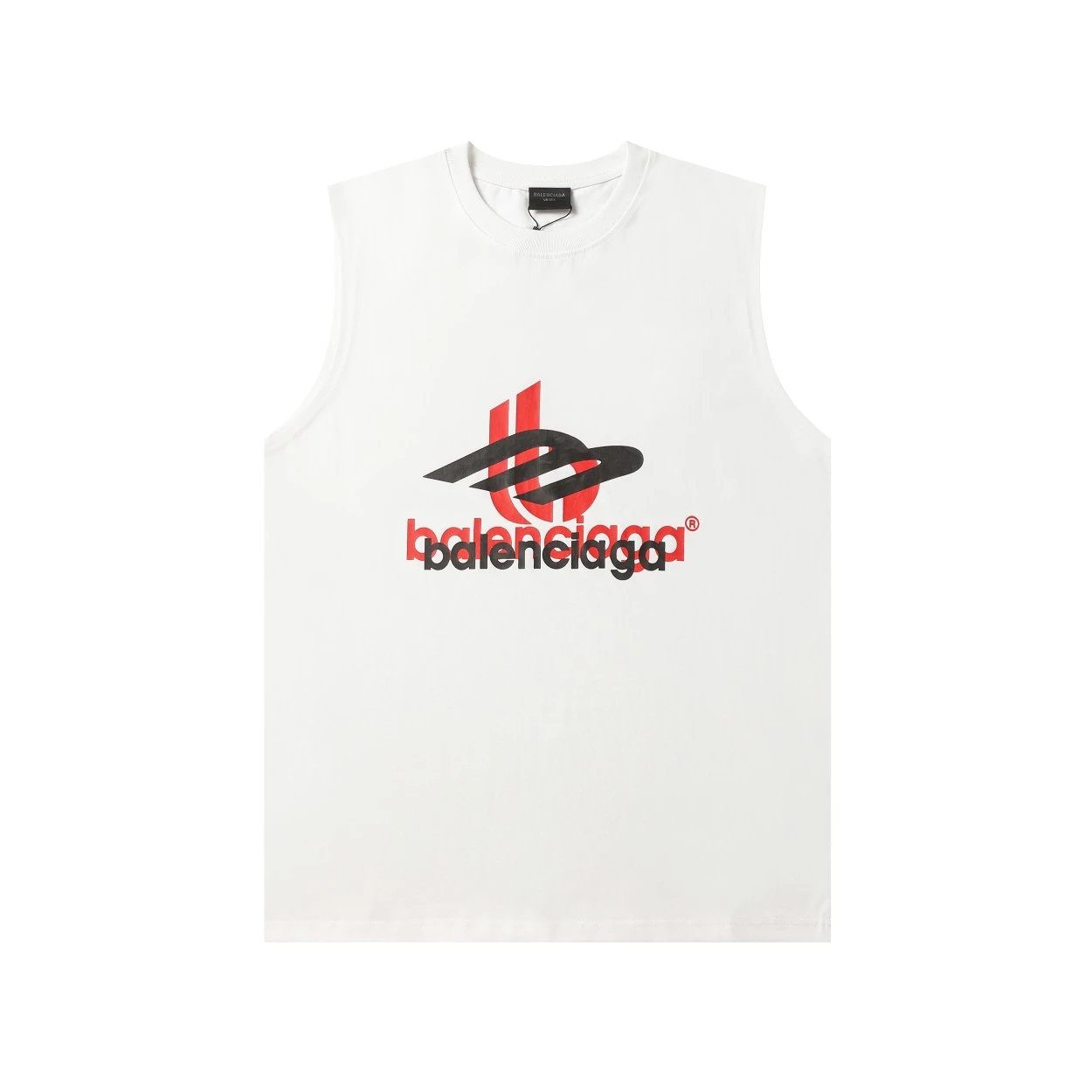 Balenciaga T-shirt Front and Back Tape Printing Overlapping Letter Printing logo Sleeveless Short Sleeve Sleeveless Vest25ss New Pure Cotton Unisex Base Shirt T T-shirt OS Loose Fit Half Sleeve T-Shirt