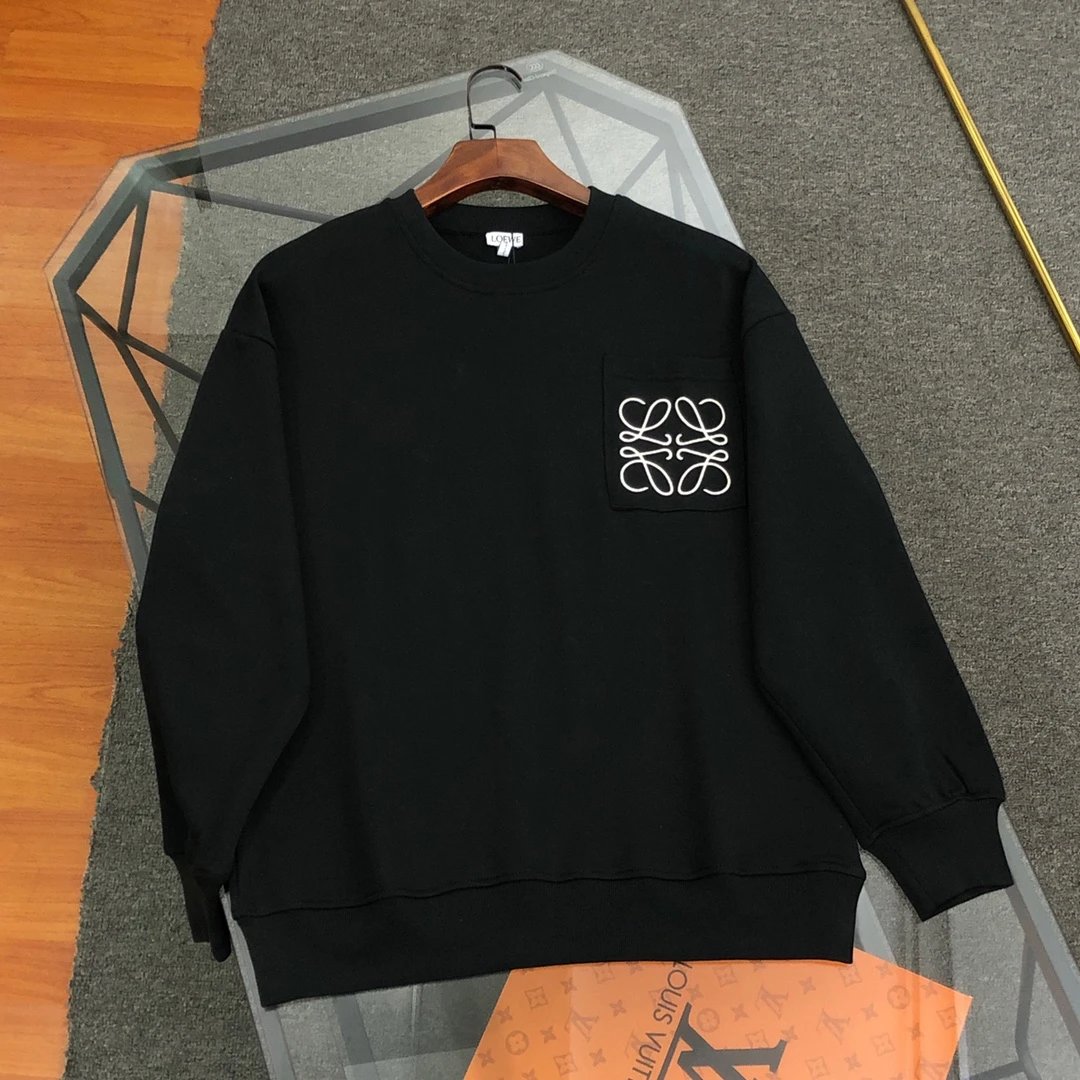 LOEWE Hoodie Classic Embroidery logo Round Neck Sweatshirt Long Sleeve Base Shirt Jacket Top Fashion Unisex Sports Casual Loose Fit Versatile Autumn Winter New Arrival