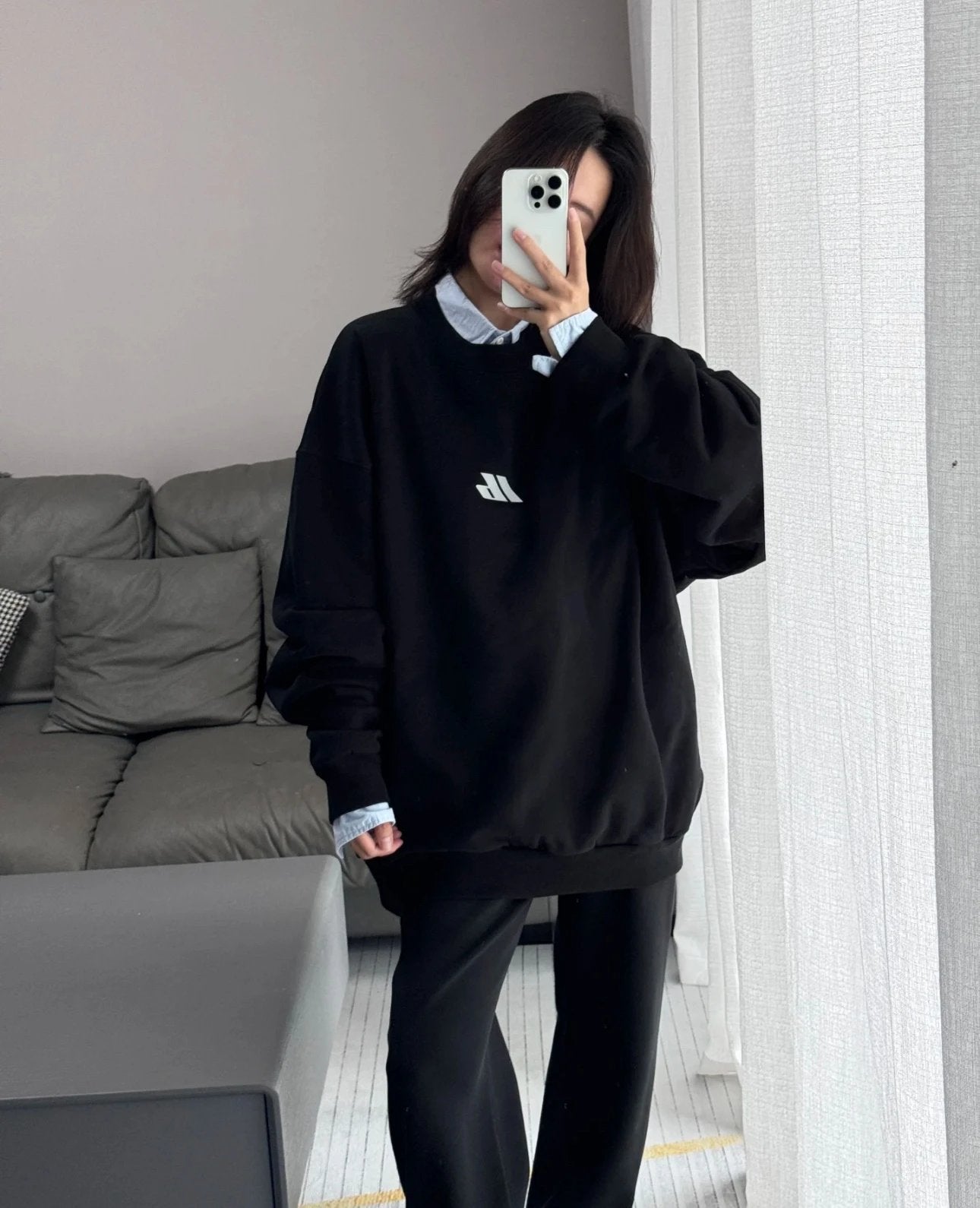 Balenciaga Hoodie 24FWIB Theme logo Laser Reflective Crewneck Sweatshirt Pullover Unisex Sports Casual Loose Fit Versatile New Autumn Winter Collection