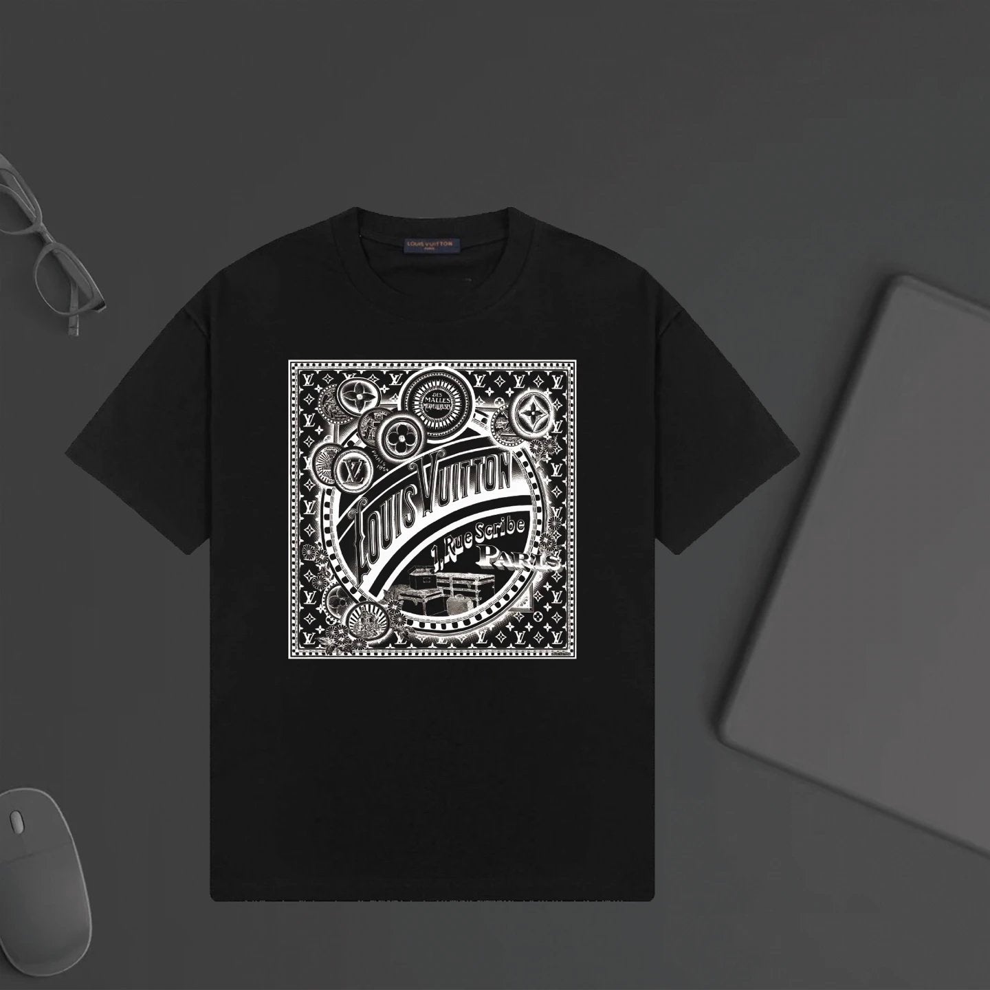 Louis Vuitton LV T-shirt Chest Letter Pattern Print logo round Neck Short Sleeve25ss New Pure Cotton Unisex Style T Casual T-Shirt Base Layer Shirt OS Loose Fit Half Sleeve Top Plus Size