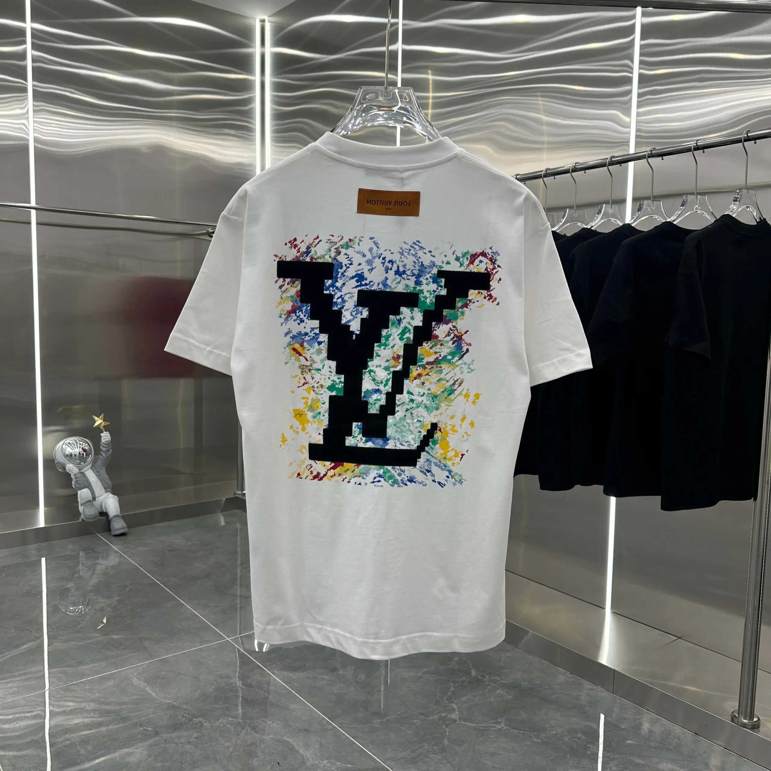 Louis Vuitton LV T-shirt Backside Letter Embroidery logo Printed round Neck Short Sleeve25ss New Pure Cotton Unisex Style T T-shirt OS Loose Fit Base Shirt Top Half Sleeve T-Shirt