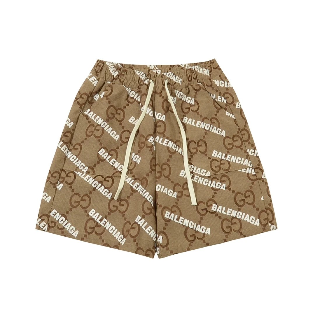 Gucci Shorts xBLCG Paris Full Print Bullet Screen Letter Print logo Five-point Shorts25ss New Drawstring Casual5Two-Piece Casual Sweatpants Summer Pants Unisex Pure Cotton Sweatpants