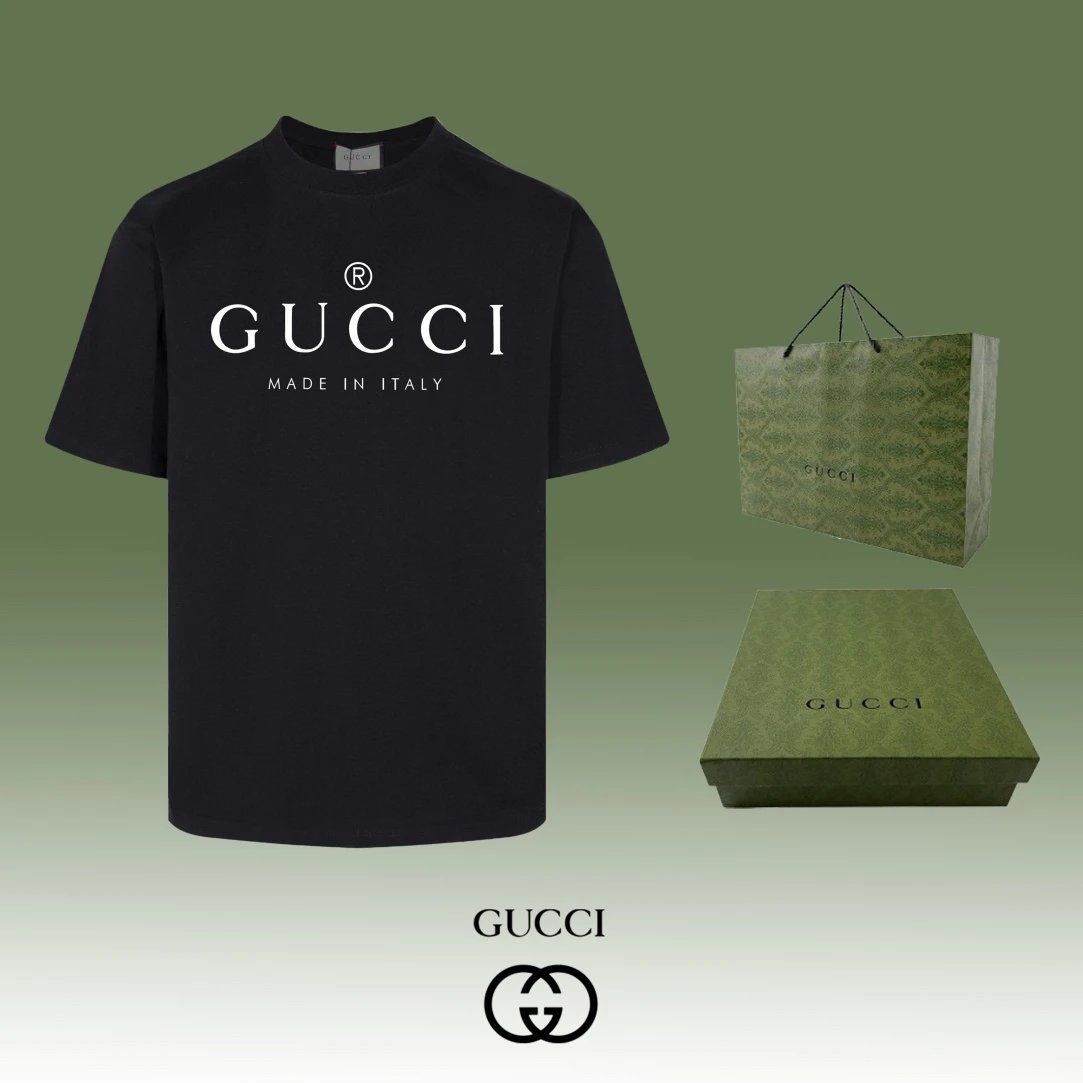 Gucci T-shirt Chest Brand Letter Print logo round Neck Short Sleeve25ss New pure cotton T Unisex T-Shirt OS Drop Shoulder Loose Fit Base Shirt Top T-Shirt Short Sleeve