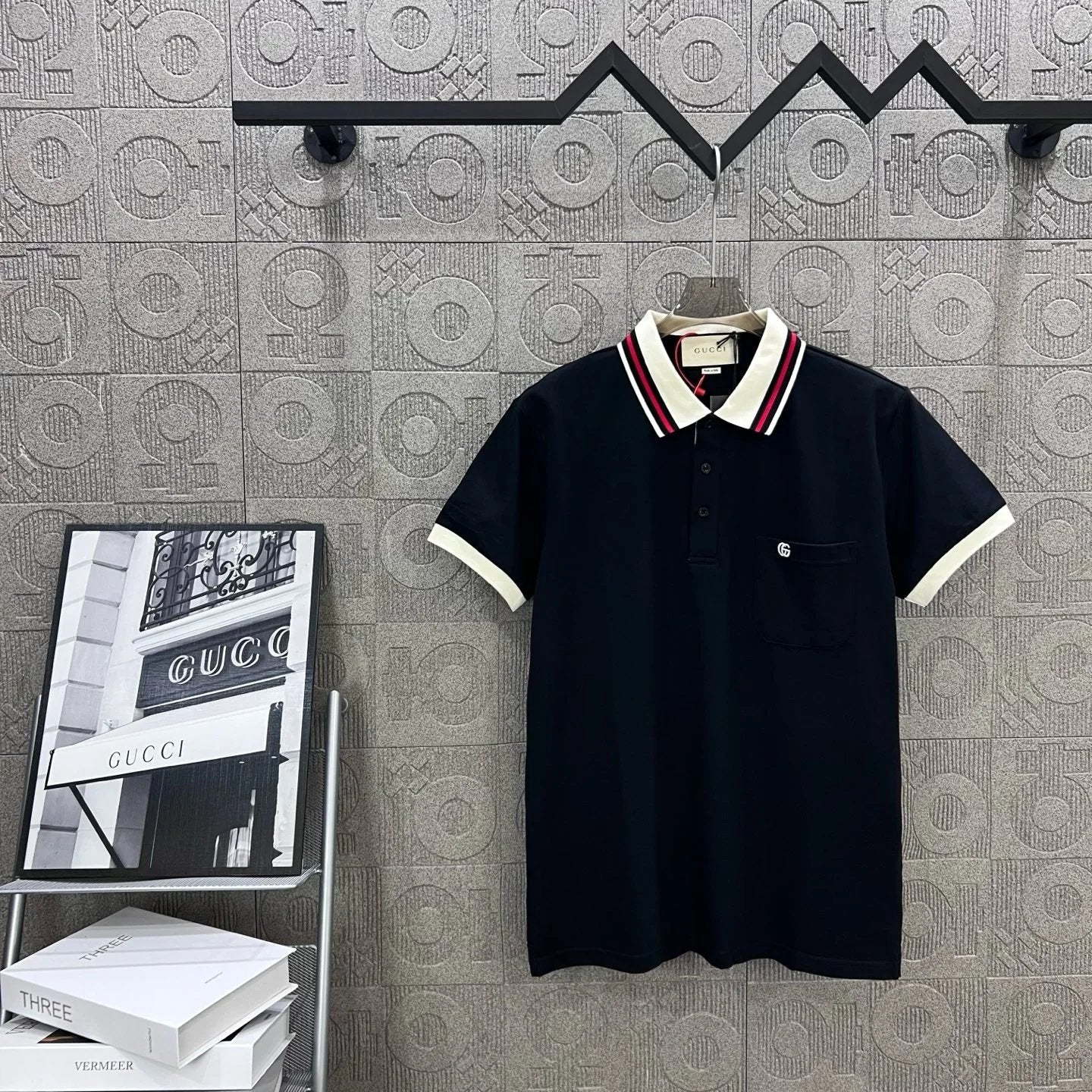 Gucci T-shirt Double-breasted G Embroidery logoPOLO Shirt Lapel Short Sleeve25ss New Unisex Summer Short Sleeve OS Loose T Business Half Sleeve Shirt Plus Size T-Shirt