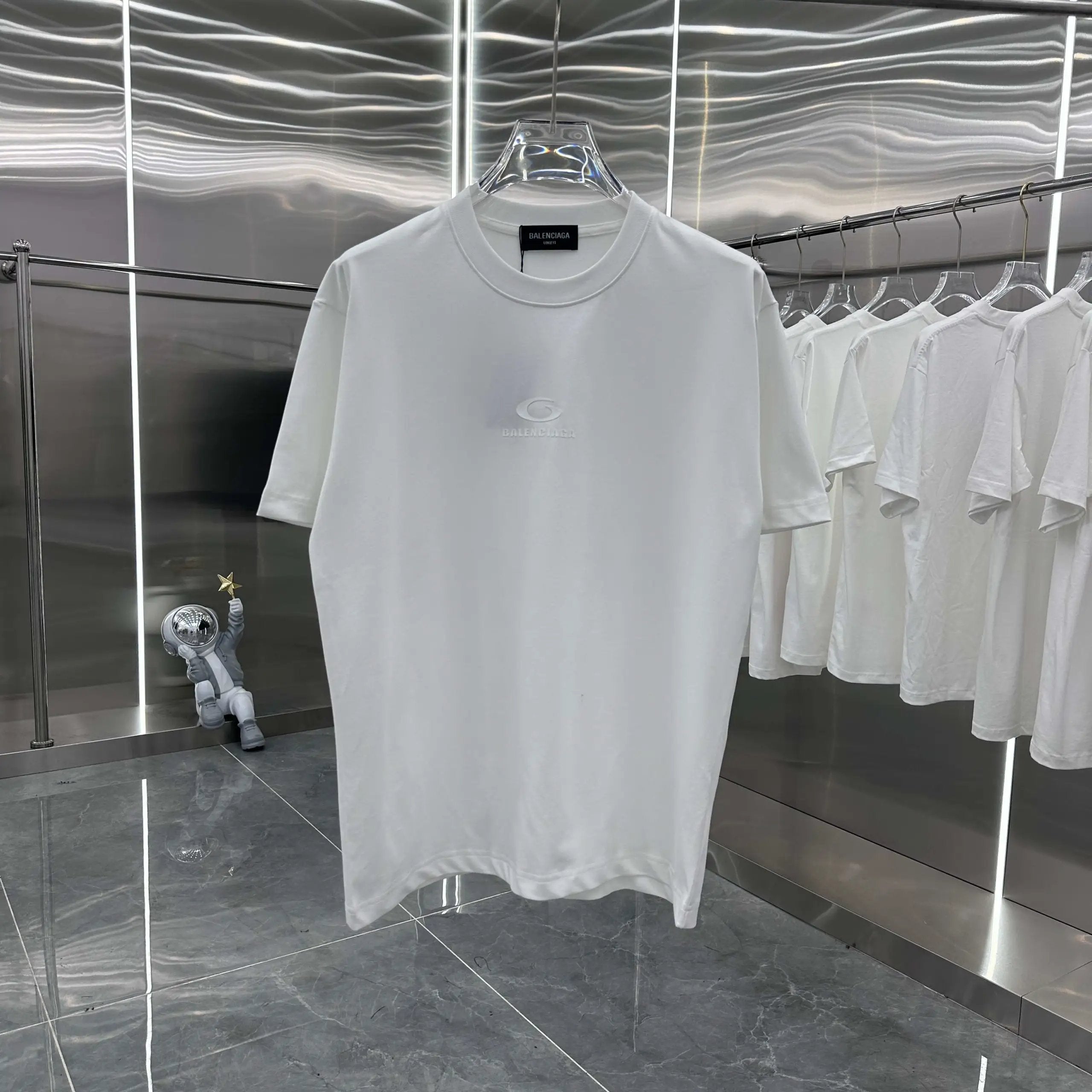 Balenciaga T-shirt Silicone Chest Engraving Mold logo round Neck Short Sleeve25ss New Pure Cotton Unisex Style T T-shirt OS Loose Fit Base Shirt Top Half Sleeve T-Shirt
